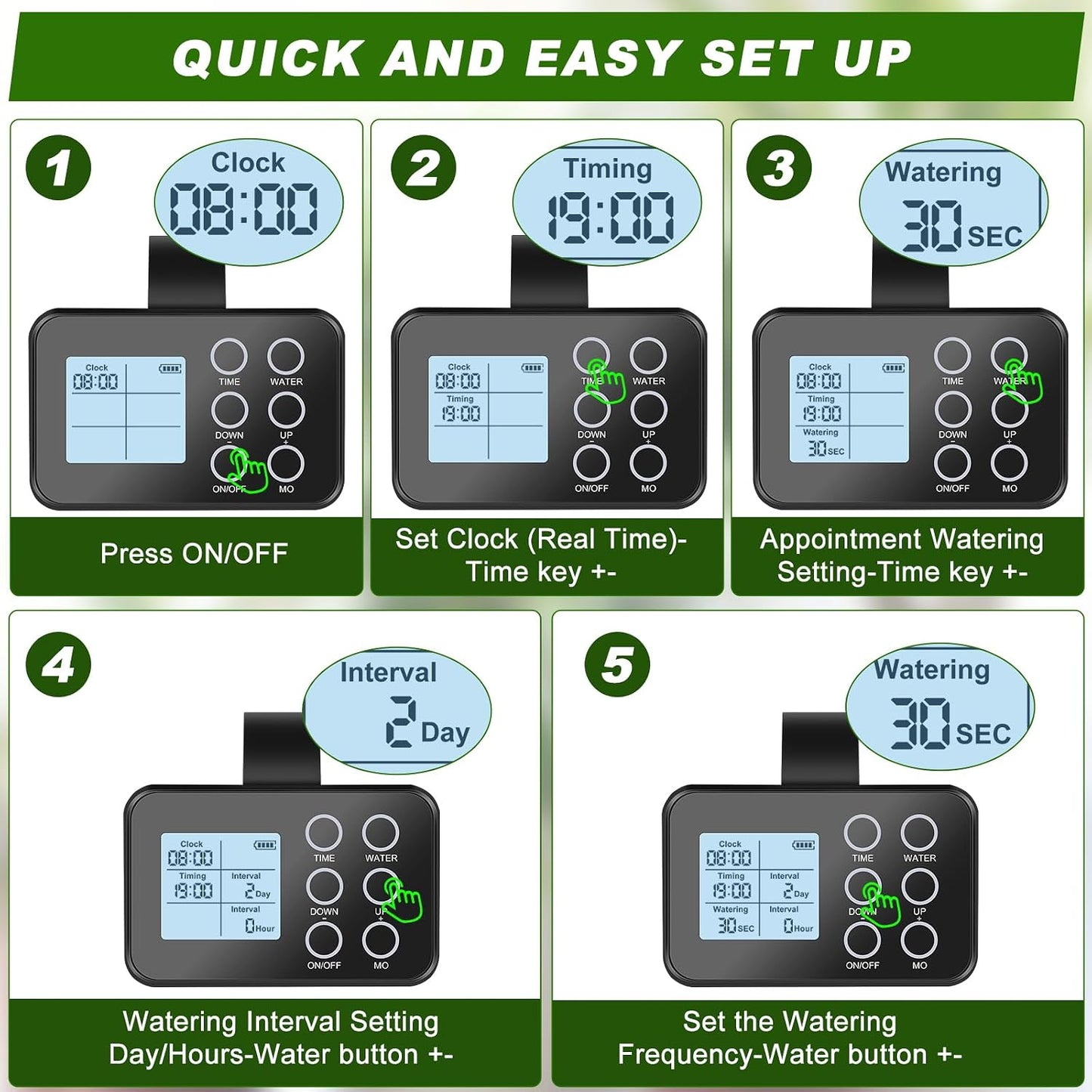 Automatic Plant Waterer Indoor: Drip Irrigation System with Large Display, Easy Programming, Vacation Plant Watering Devices for 15 Potted Plants, New Upgraded Christmas Tree Watering System