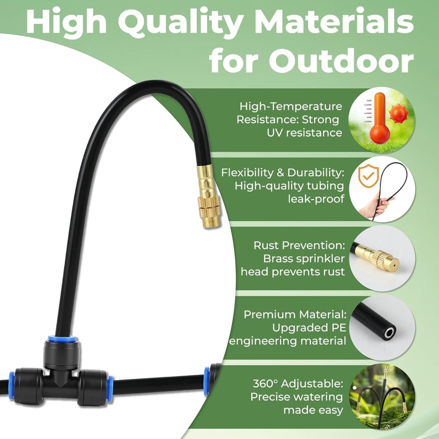 120FT Drip Irrigation System for Garden: Quick Connect PE Tubing Automatic Water Sprinkler Kit Adjustable Misting Part 1/4" Watering Hose for Outdoor Raised Bed Plants Flower Yard Greenhouse