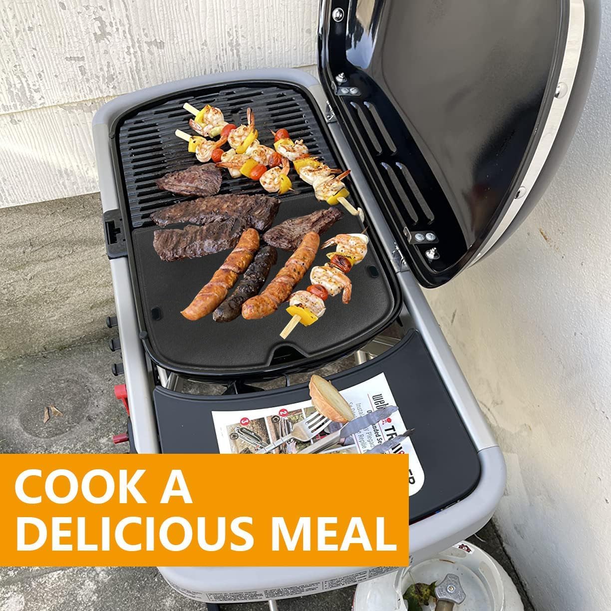 BBQ-PLUS Cooking Griddle Portable Grill Accessories for Weber 901001 Traveler Griddle, BBQ Cast Iron Grill Plate Replacement Parts for Weber Traveler Griddle Insert 7034 9030001 9013001 9010001