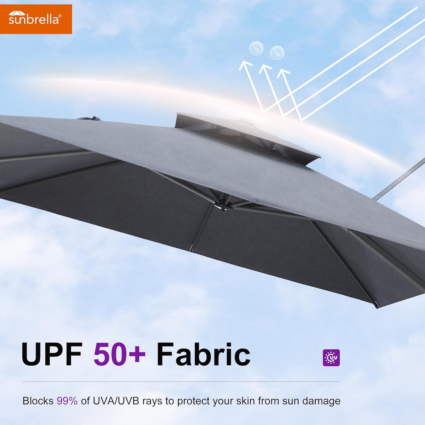 PURPLE LEAF Patio Umbrella 9' X 12' Cantilever Outdoor Double Top Large Rectangle Umbrella Heavy Duty 360° Rotation Offset Hanging Umbrella for Garden Deck Pool Backyard Cast Slate