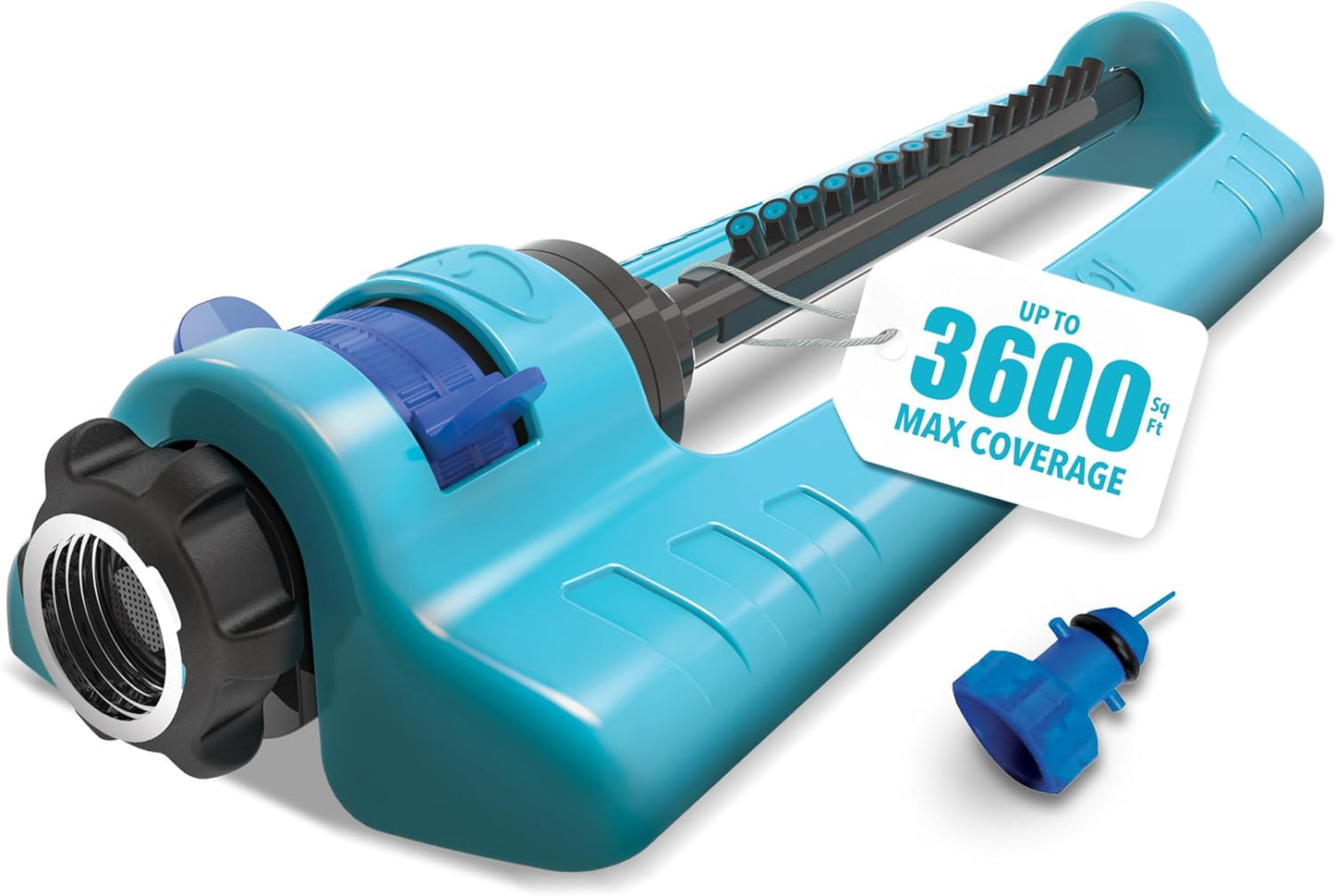 Aqua Joe SJI-OMS16 Indestructible Oscillating Sprinkler with Adjustable Spray and Metal Base, 3600 Sq. Ft. Coverage Max, 70-Foot Spray Distance Max, and 37.8-Foot Spray Width Max