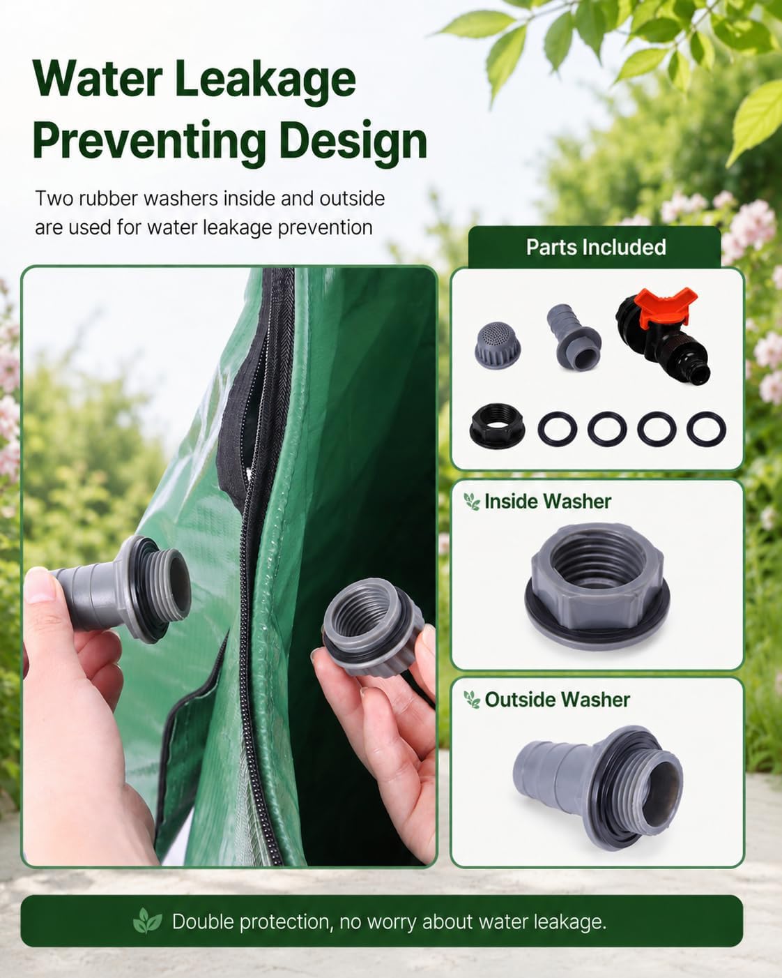 200 Gallon Collapsible Rain Barrel, Portable Rainwater Collection System, Water Storage Tank, Rain Catcher Barrel with Two Spigots and Overflow Kit, Rainwater Barrels Collector for Garden, Green