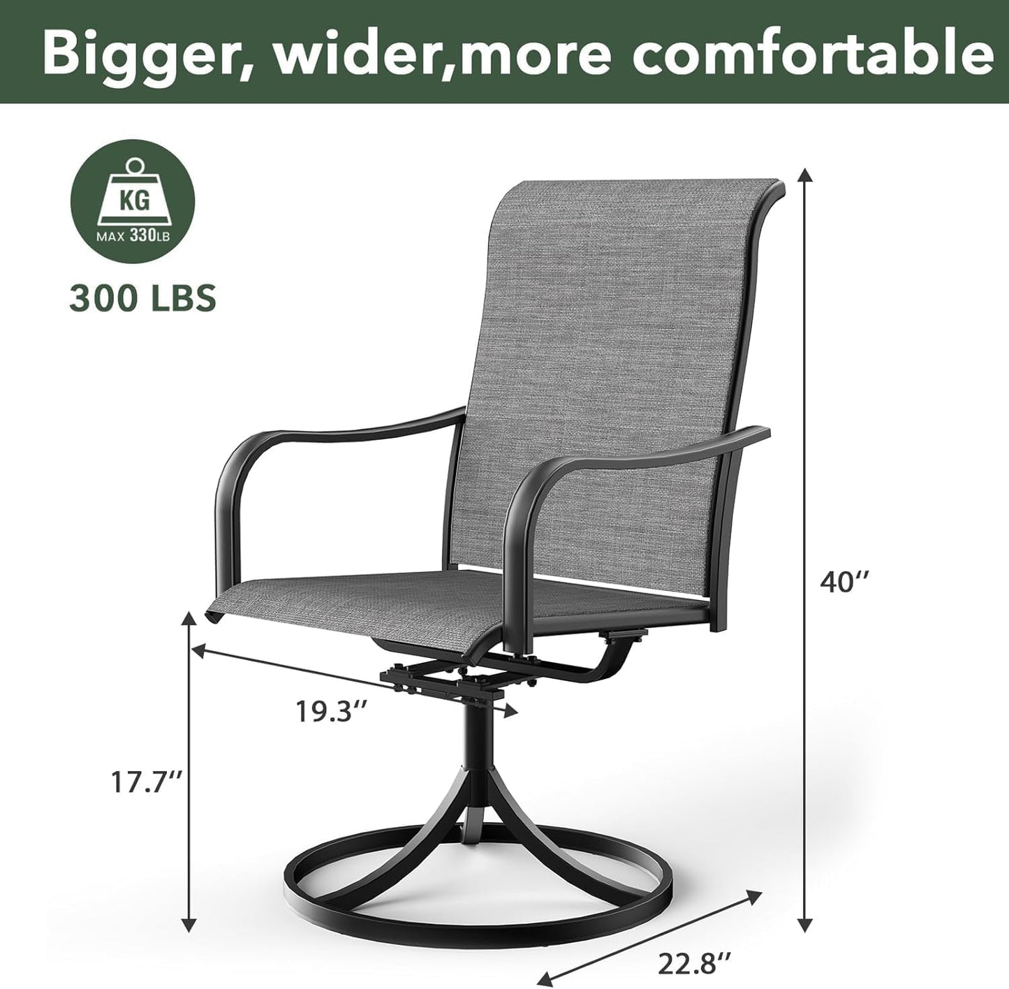 7-Pieces Patio Dining Furniture Set,63" Big Size Metal Patio Table with Umbrella Hole,4pcs Dining Chairs and 2pcs Swivel Chairs,Perfect for Garden Backyard Lawn Poolside