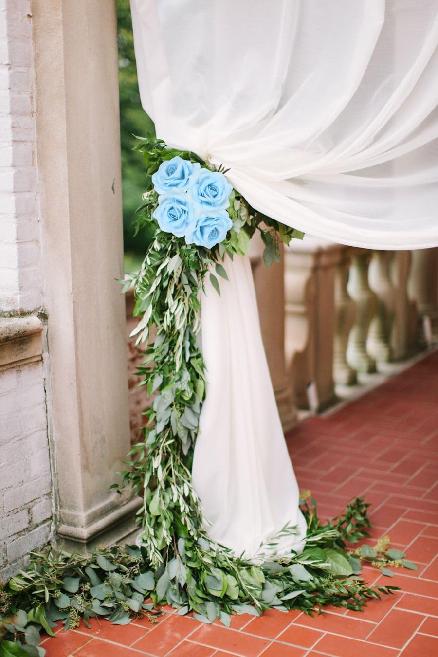 25PCS Rose Artificial Flower Heads 7 CM 2.75 in Velvet Rose Flowers Real Look Rose Flower Heads for DIY Wedding Home Party Baby Shower Decor (Light Blue)