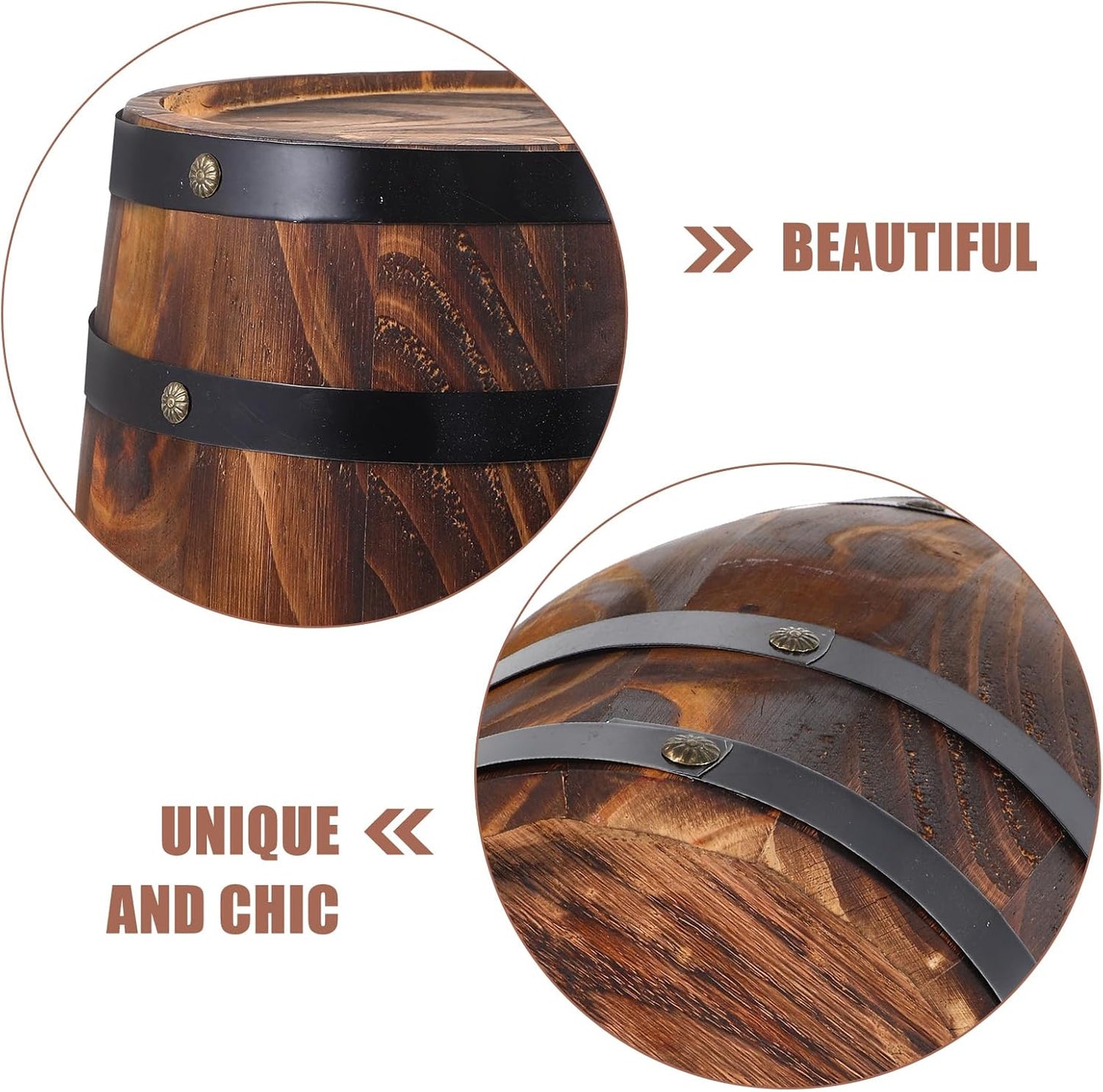 Oak Barrel Planter, Wooden Flower Pot, Rustic Plant Container, 27.00X21.00X21.00cm/10.61X8.25X8, Indoor Outdoor Usage, Durable Handmade Decor