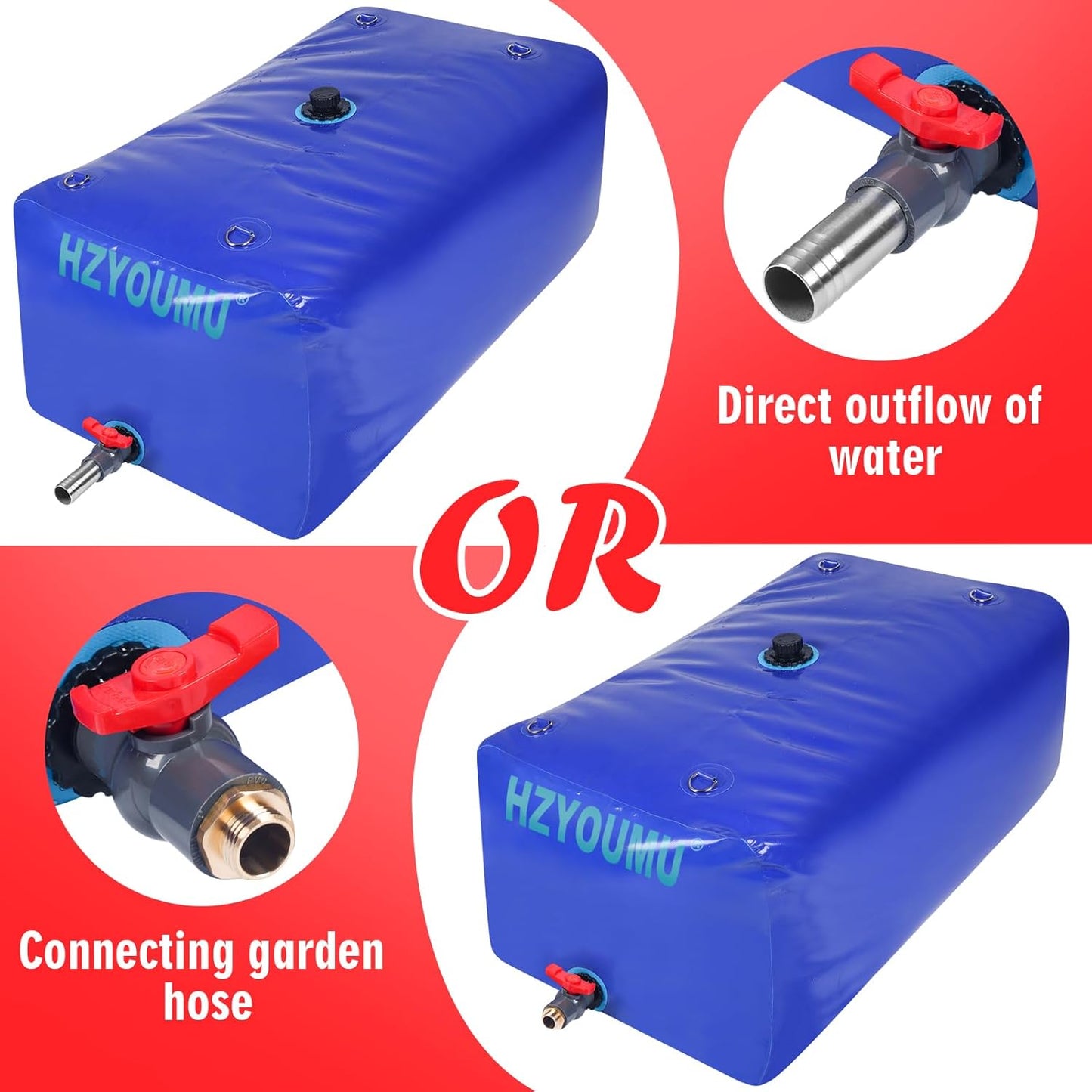 Water Tank 1000L/260G Water Bladder Storage Container Foldable Portable Large Capacity Soft Bag Suitable for Outdoor Easy to Carry Out (260Gal)