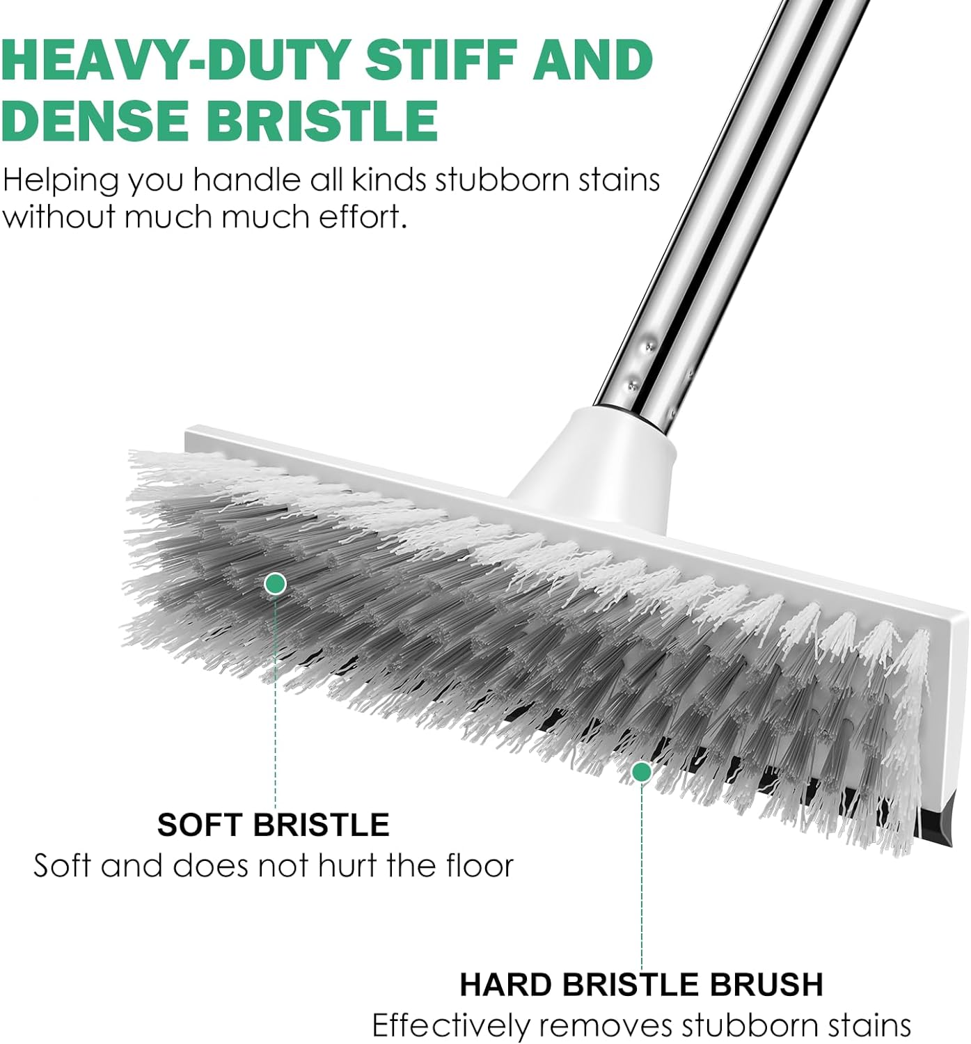 SetSail Floor Scrub Brush with 51-Inch Long Adjustable Handle 2 in 1 Scrape Brush Stiff Bristle Floor Scrubber for Cleaning Shower Bathroom Garage Kitchen Wall Deck Tub Tile