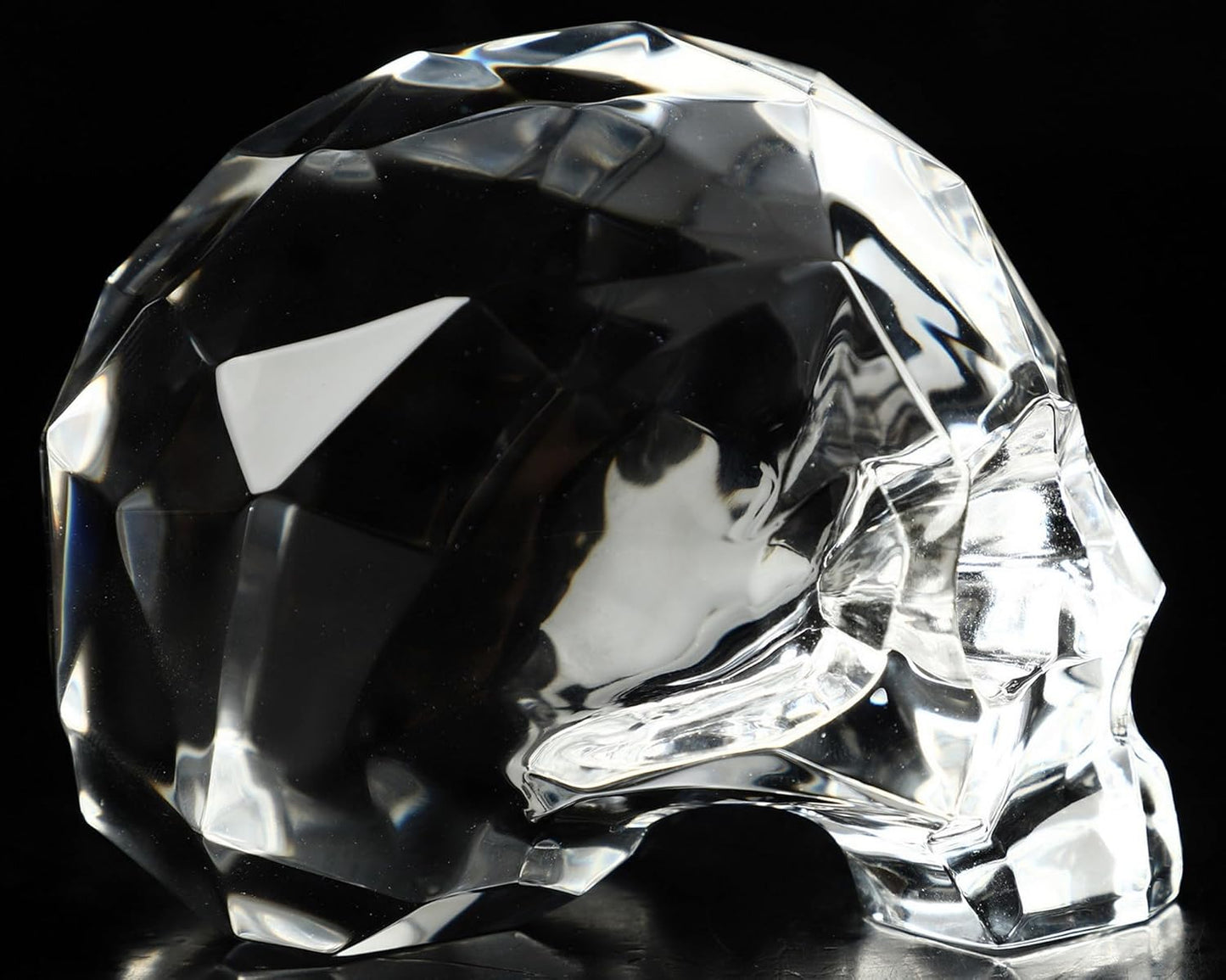 Skullis 3.8" K9 Crystal Skull, Hand Carved Gemstone Fine Art Sculpture, Reiki Healing Stone Statue.828