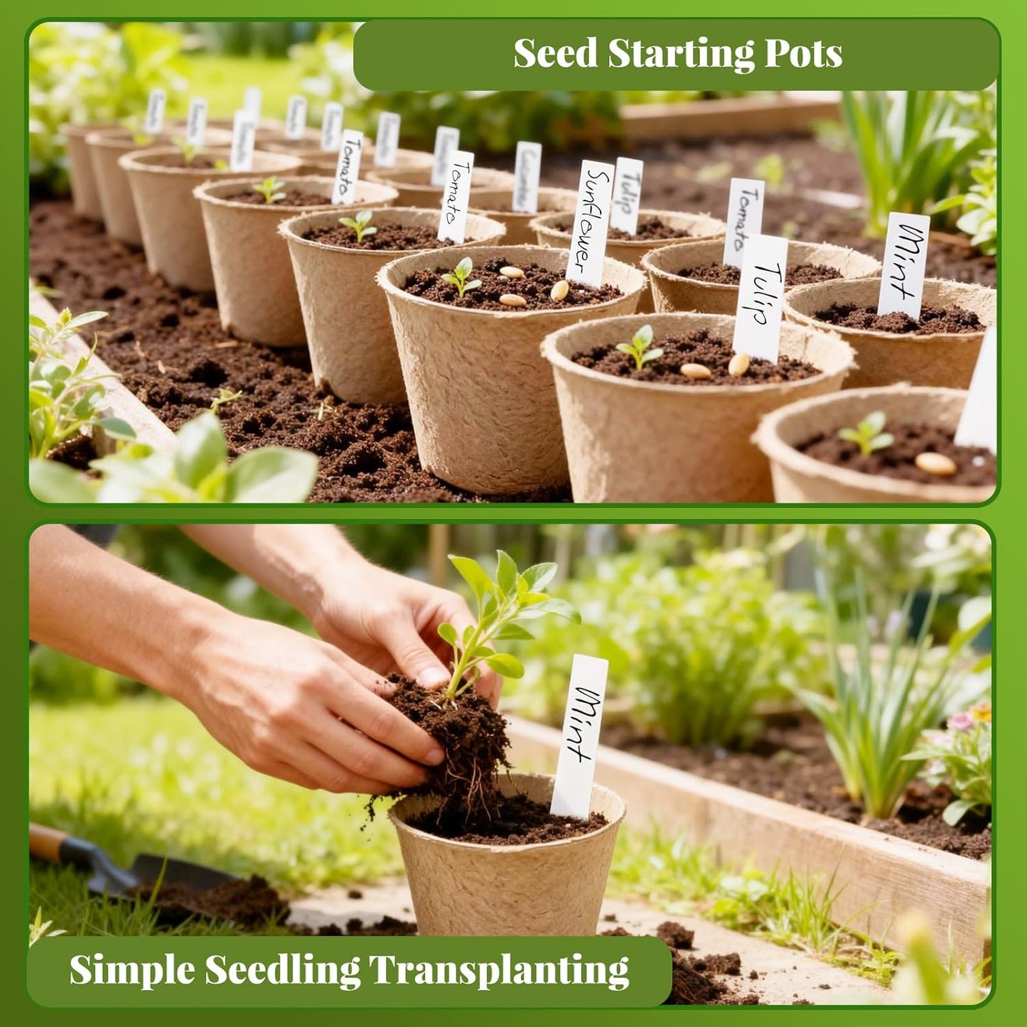 120 Pack Peat Pots for Sreeding with 120 Plant Labels, 4 inch Round Nursery Pot with Drainage Holes Seed Starting Pots Biodegradable Pots Indoor Garden Seedling