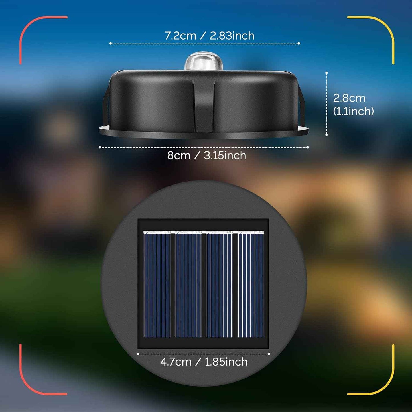 ELUTENG Solar Light Replacement Top 4 Pack (Top Size 3.15 inch, Bottom Size 2.83 inch) LED Solar Lantern Light Lids Outdoor Waterproof Replacement Solar Light Tops Warm White LED
