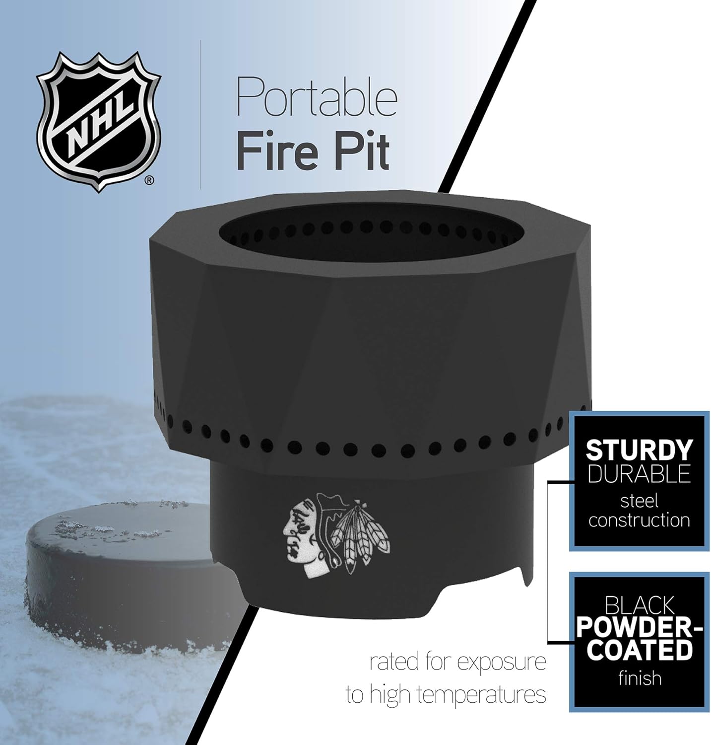 Blue Sky Outdoor Living NHL Montreal Canadiens Ridge Portable Steel Smokeless Fire Pit with Carrying Bag & Spark Screen Kit, Firewood & Wood Pellet