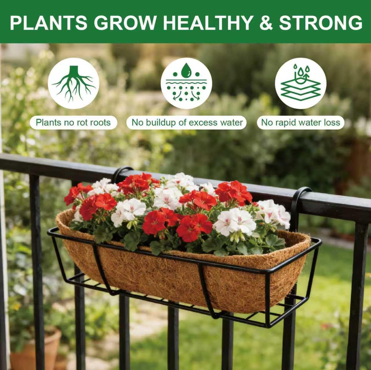 2-Pack 24 Inch Coco Liners for Planters – Trough Coco Liner for Window Box, Fence Flower Baskets | Coco Liners for Hanging Baskets, Planter Box Liner, 24 Inch Coconut Liners for Planters.