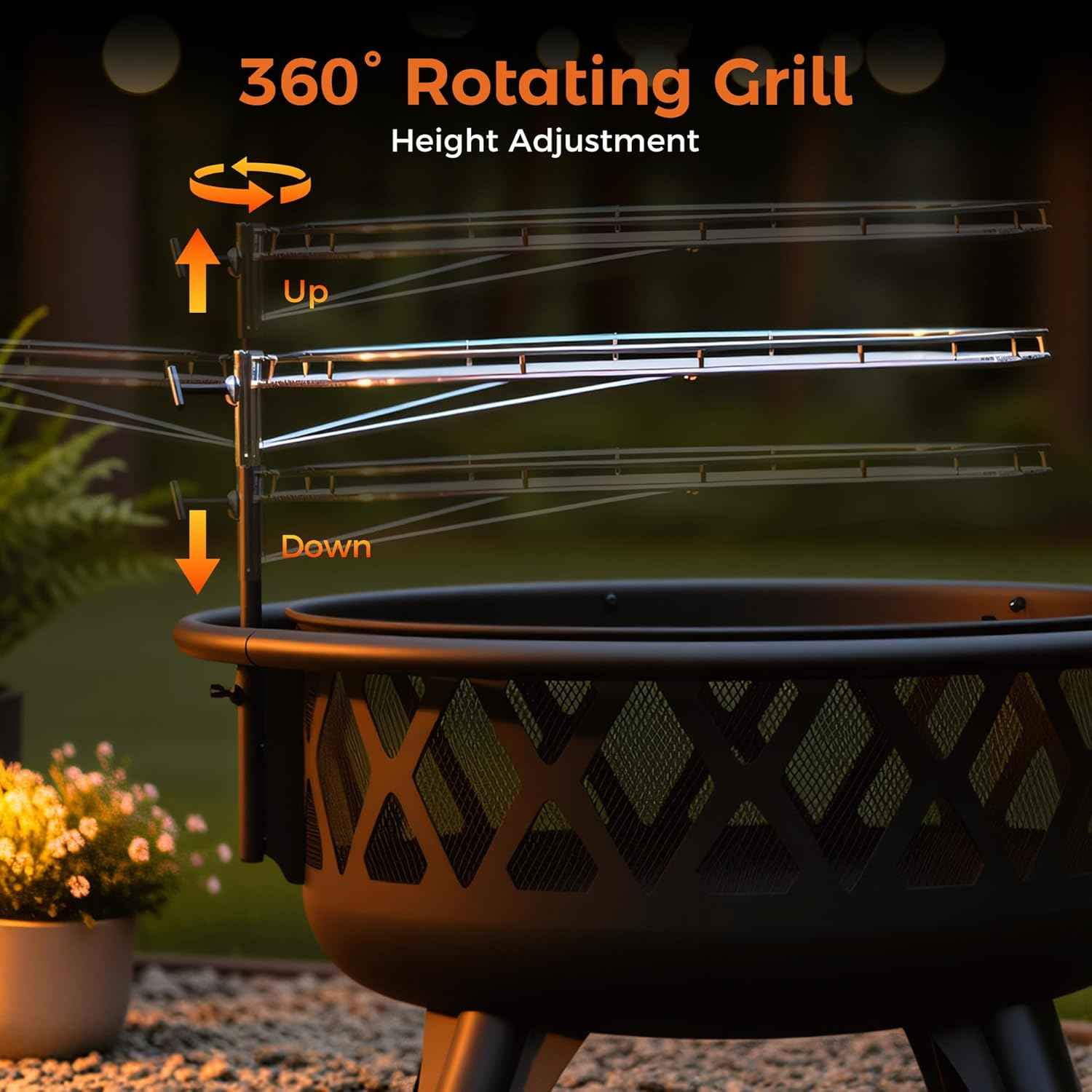 BALI OUTDOORS Outdoor Fire Pit for Wood, Portable Fire Pits for Outside Wood Burning, Patio Firepits for Outside with Grill, Spark Screens