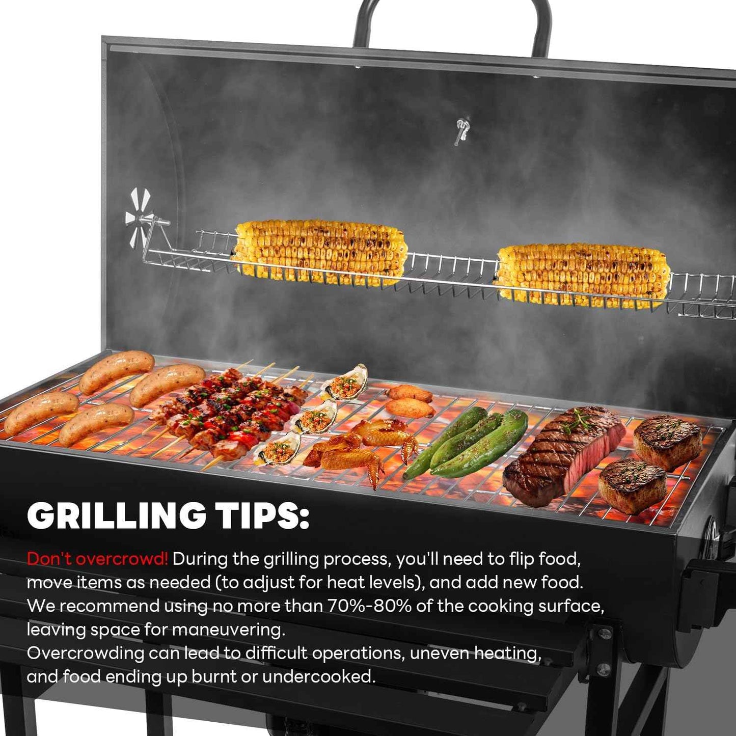 Charcoal Grill Barrel: Charcoal Grill with Rack - Outdoor BBQ Grill for Camping, Picnic, Courtyard, Party (Large)