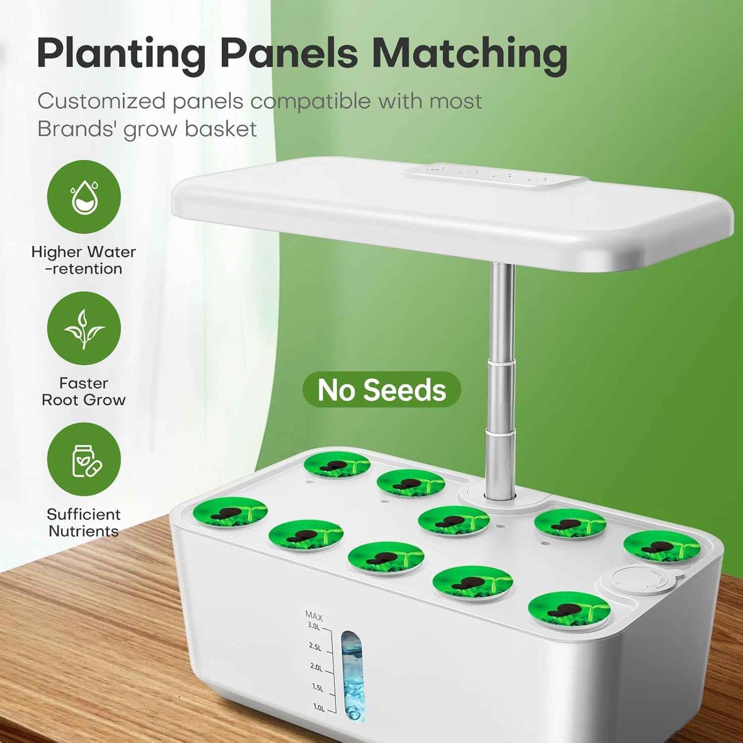 Ahopegarden Indoor Garden Hydroponics Growing System: 10 Pods Plant Germination Kit Herb Vegetable Growth Lamp Countertop with LED Grow Light - Hydrophonic Planter Grower Harvest Lettuce