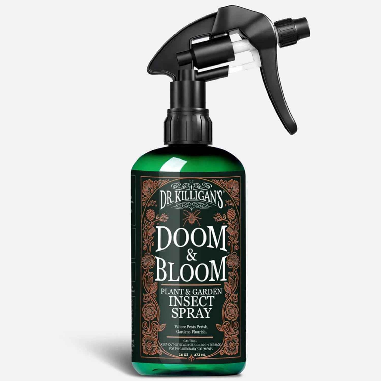 Dr. Killigan’s Doom & Bloom House Plant Pest Spray - for Outdoor & Indoor Gardening, Kills Aphids, Spider Mites & Thrips on Contact, with Adjustable Trigger Sprayer (16 oz)