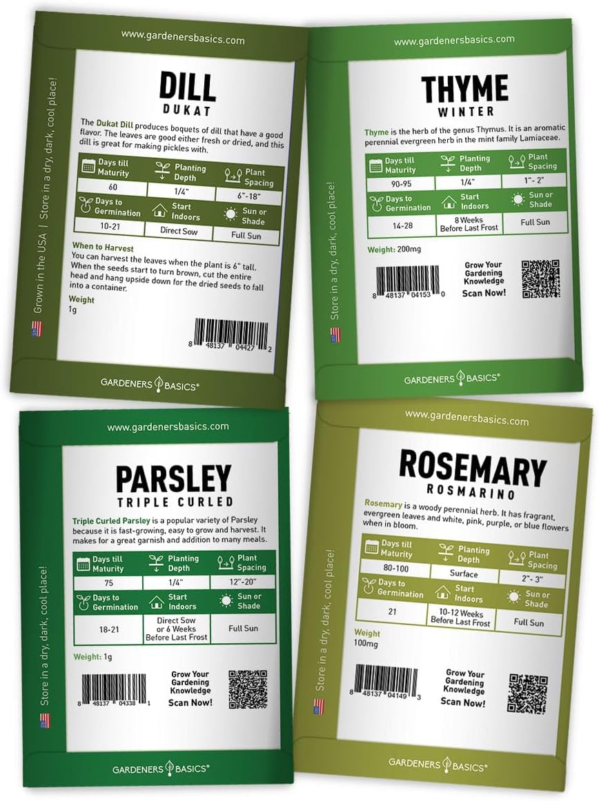 8 Herb Seed Starter Kit – Grow a Variety of Fresh Culinary Herbs – Non-GMO Heirloom Seeds, Complete Indoor & Outdoor Grow Kit, Perfect for Home Gardens & Cooking