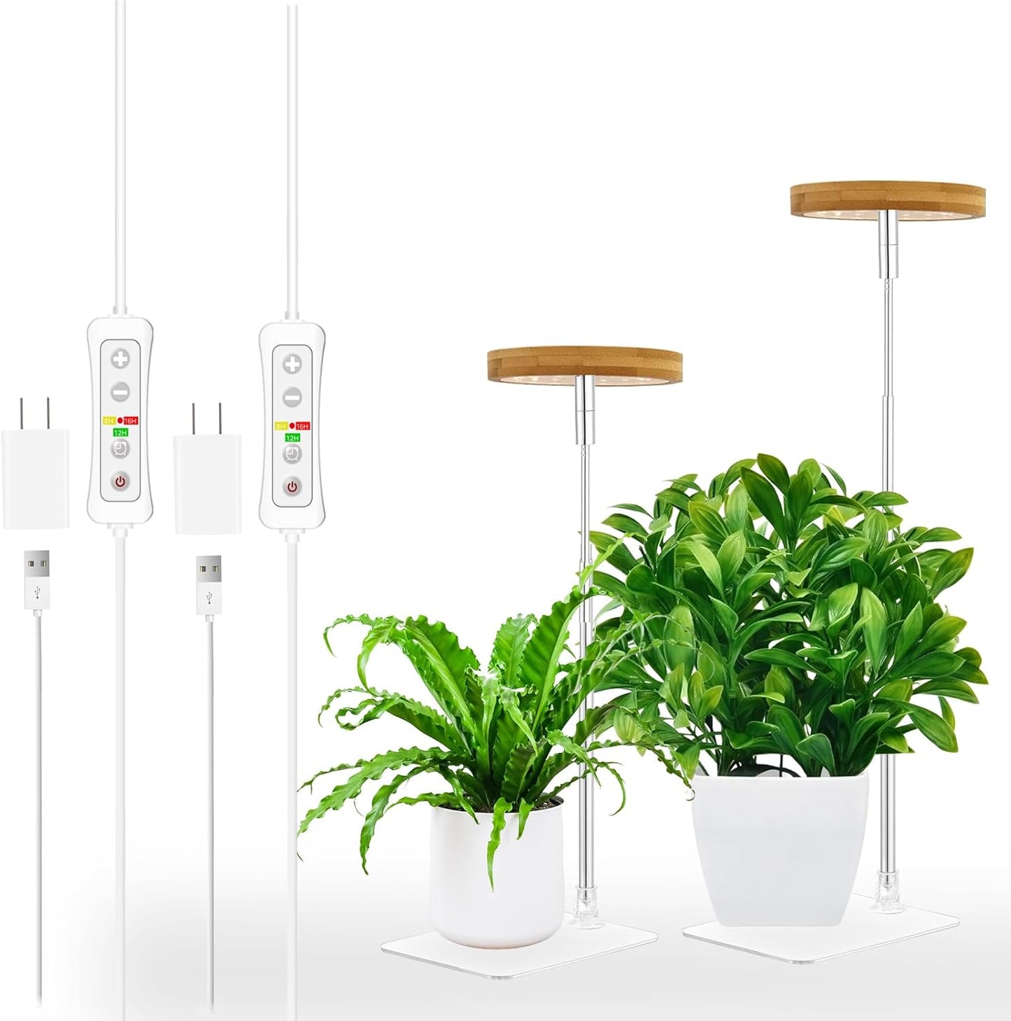 yadoker Halo Plant Grow Light, LED Growing Light Full Spectrum for Indoor Plants,Height Adjustable, Automatic Timer, 5V Low Safe Voltage,Idea for Small Plants
