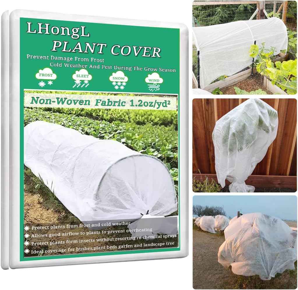 Plant Covers Freeze Protection with Ultra Fine Mesh Reusable Floating Row Cover for Plants Vegetables Flowers Fruits Frost Sun Protection 1.2oz/yd² (6.5x10ft,2pc)