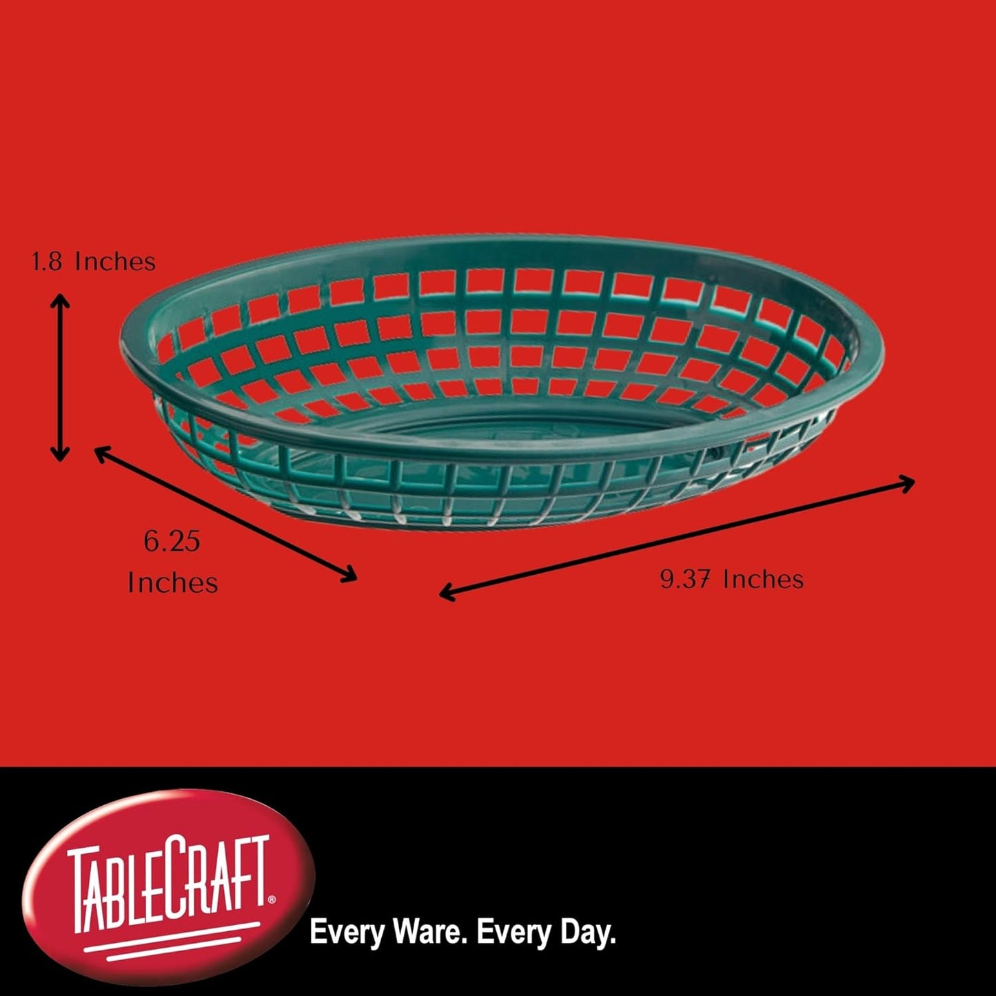 TableCraft Products C1074FG Cash and Carry Basket, Oval, Green (Pack of 12)