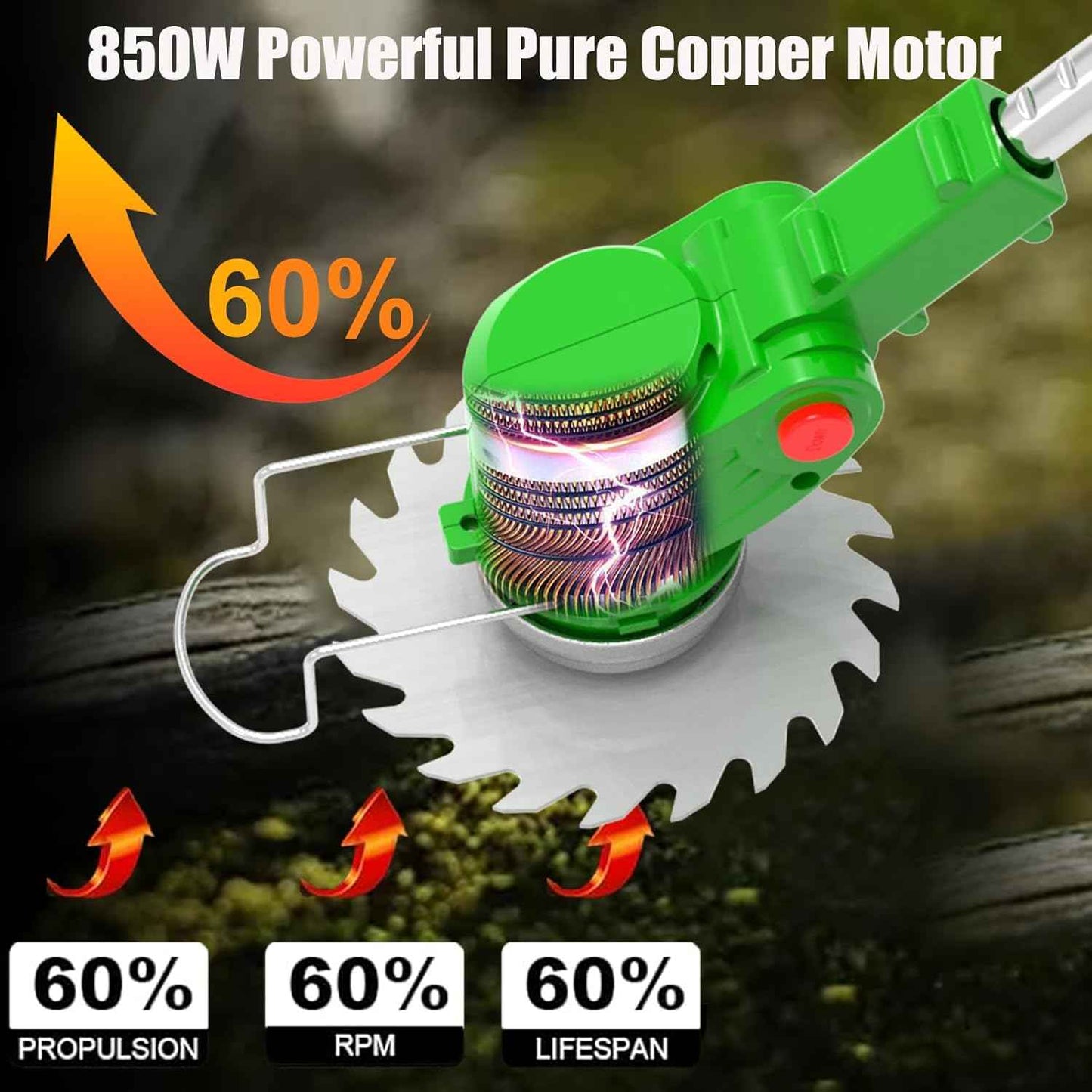 Cordless Weed Wacker Eater Electric Battery Powered, 21V Lightweight Weed Trimmer Edger Lawn Tool with 2Pcs 2000mAh Battery, 3 in 1 Stringless Grass Trimmer/Edger/Brush Cutter for Garden Yard Lawn