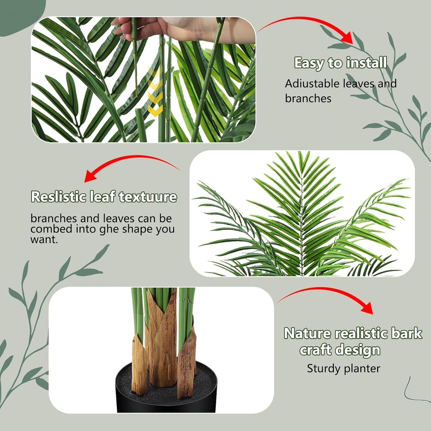 Artificial Palm Tree Indoor 6.5ft, Large Fake Tropical Areca Palm Tree with 18 Trunks, Faux Dypsis Lutescens Floor Plant in Pot for Indoor Outdoor Home Office Decor & Housewarming Gift
