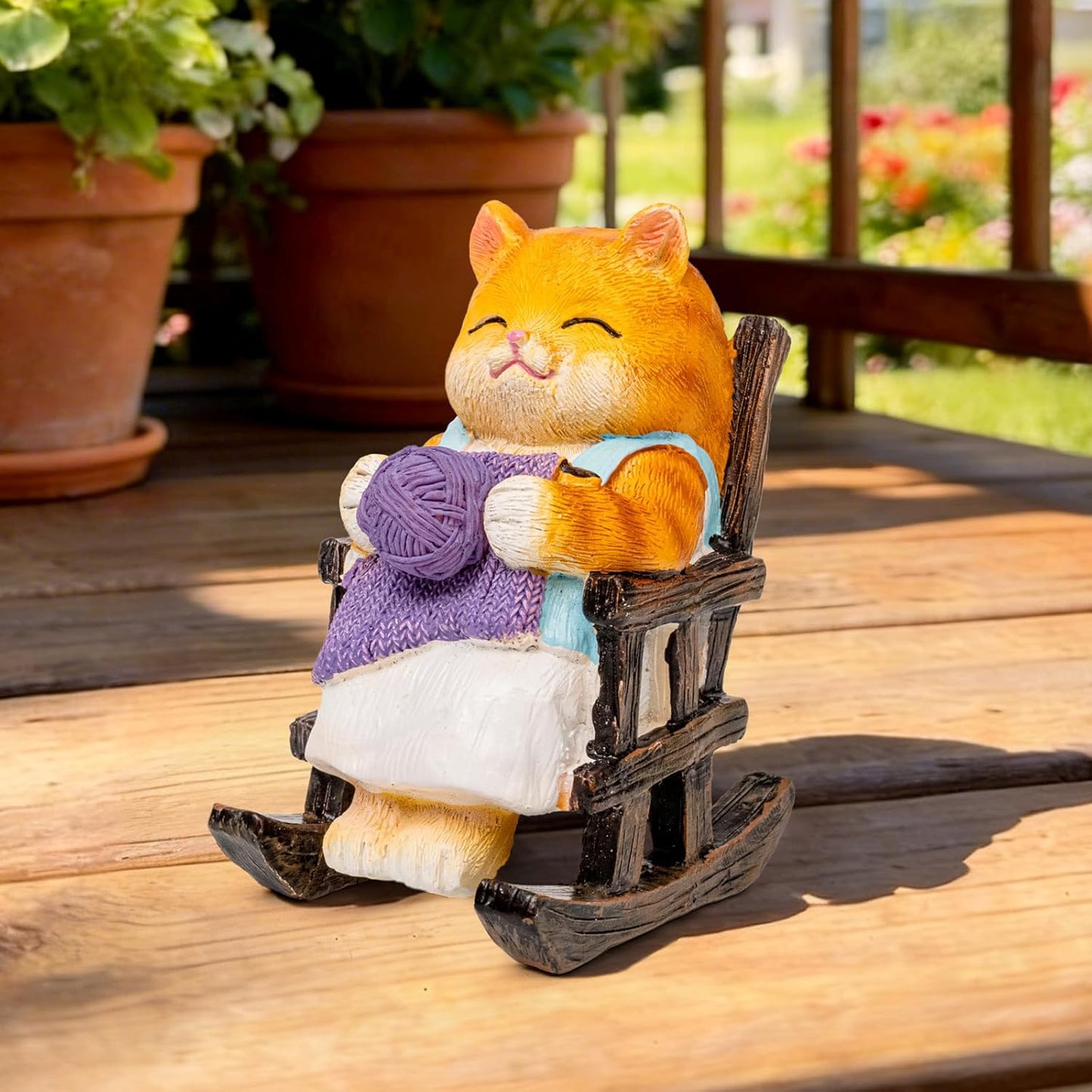SOWSUN Miniature Cat Garden Statue Gift Outdoor Fairy Decor Figurine Lights Solar Garden Ornament, Birthday Gifts for Women Mother Mom Grandma Cat Lovers, Housewarming Porch Patio Yard Windowsill