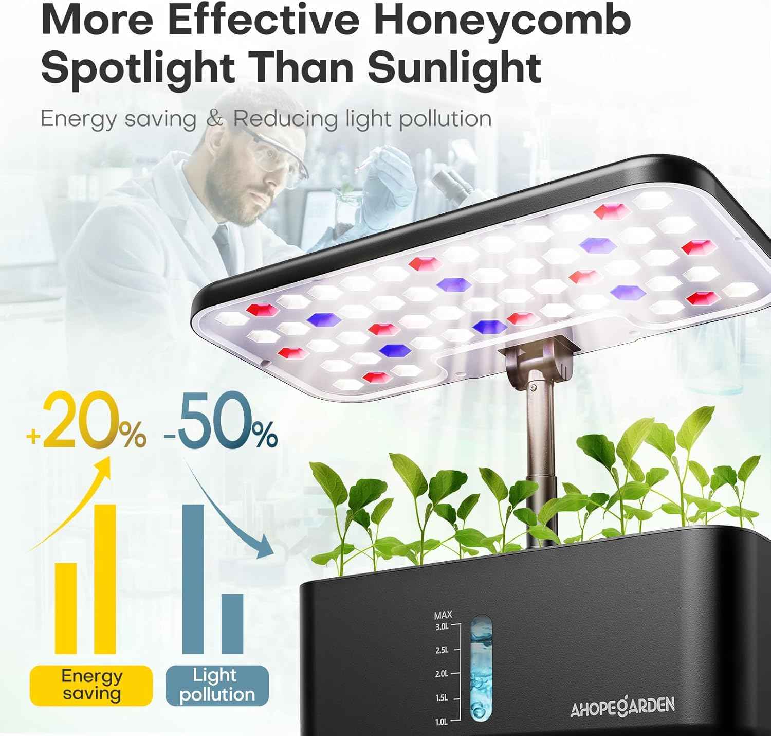 Ahopegarden Indoor Garden Hydroponics Growing System: 10 Pods Plant Germination Kit Herb Vegetable Growth Lamp Countertop with LED Grow Light - Hydrophonic Planter Grower Harvest Lettuce
