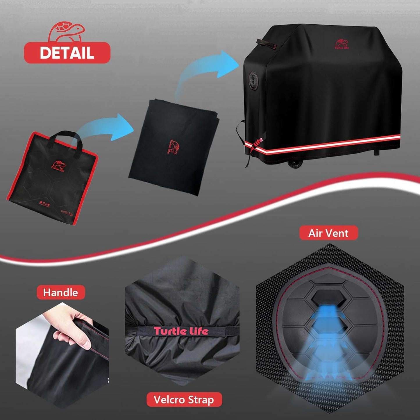 BBQ Grill Cover,70 Inch Heavy Duty Waterproof 5-6 Burner Barbecue Gas Grill Covers for Weber Genesis Summit Char-Broil Deluxe, Black