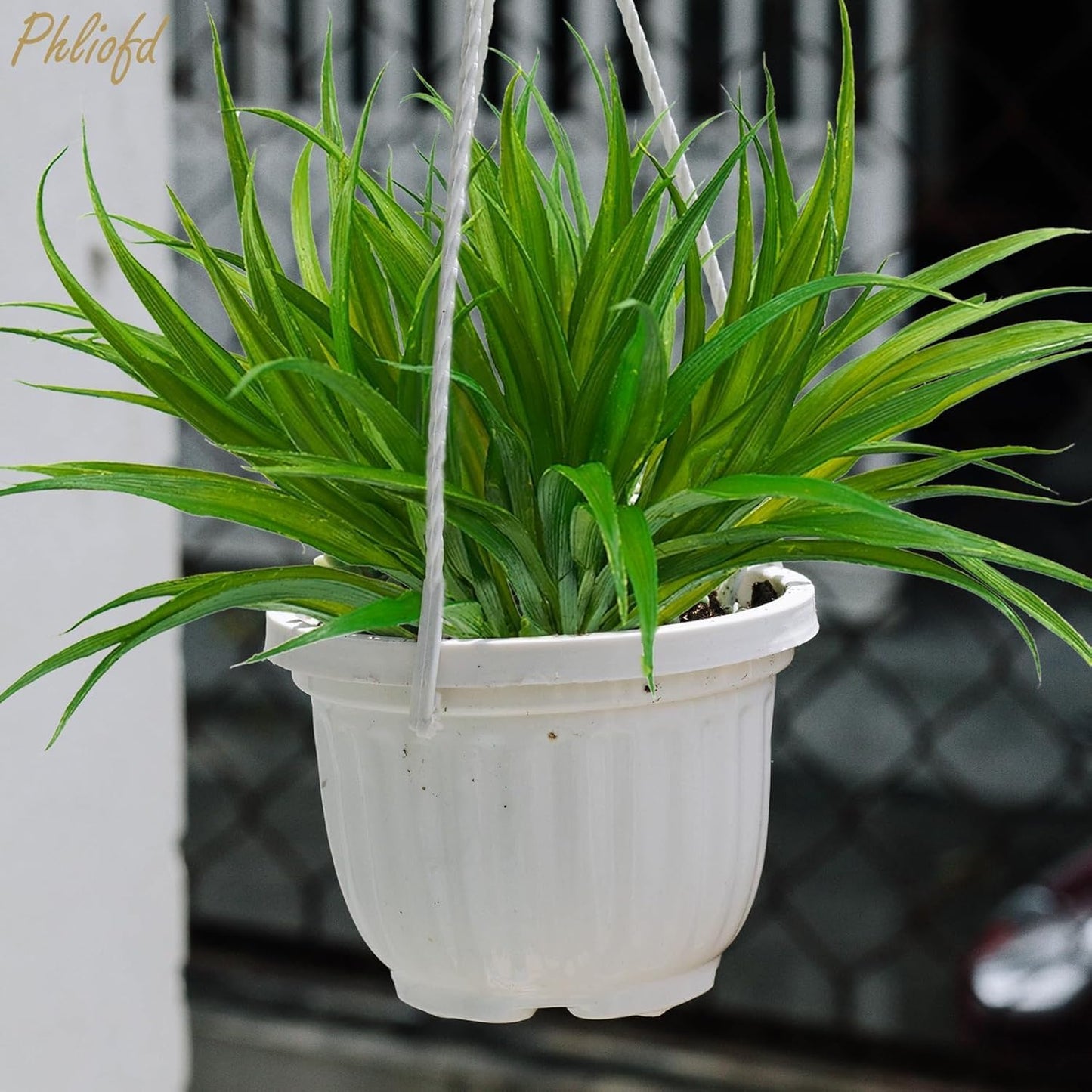 32 Pcs Artificial Grass Fake Plants 17.3in Outdoor Plants UV Resistant Faux Greenery Stems Fake Grass for Home Window Garden Office Patio Pathway Front Porch Halloween Décor Green