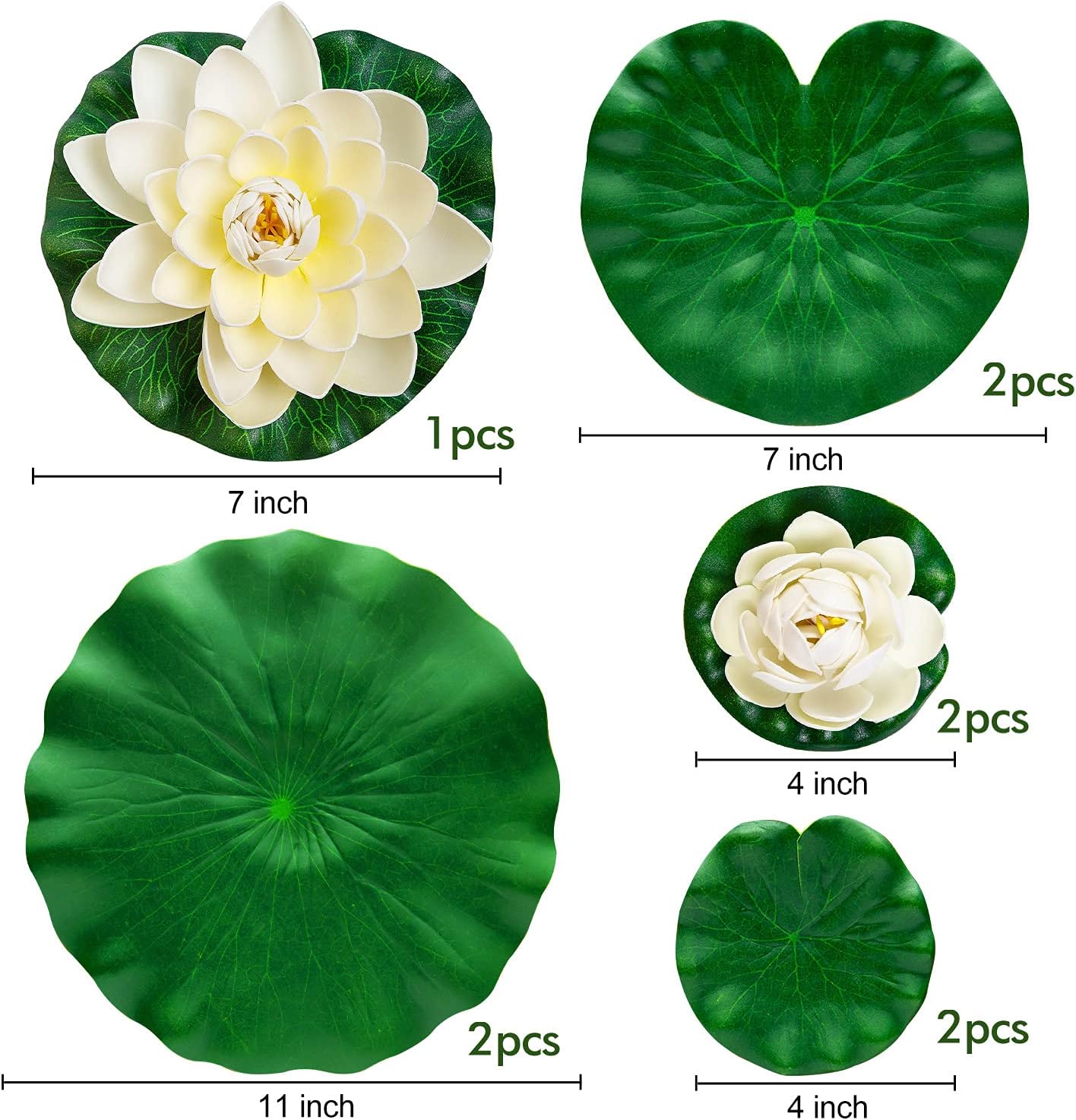 Lily Pad for Ponds, 9 PCS Artificial Lotus, Realistic Water Floating Foam Lotuses Fake Lily Pad for Home Garden Patio Pond