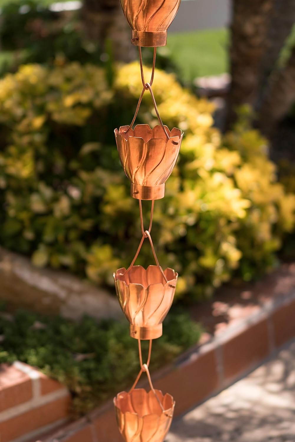 Monarch Rain Chains Pure Copper Akira Rain Chain, 8.5 ft Decorative Rain Catcher Chain for Gutters, Large Rain Chains for Outside, Rain Gutter Replacement Downspout