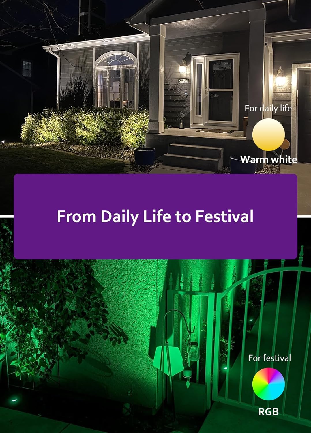 Spotlight Outdoor for Halloween Christmas: 4-in-1 RGBW Low Voltage Landscape Lighting Kit with Plug-in Transformer | 6W 24V IP65 Waterproof Color Changing LED Spot Lights with Remote for Yard Garden