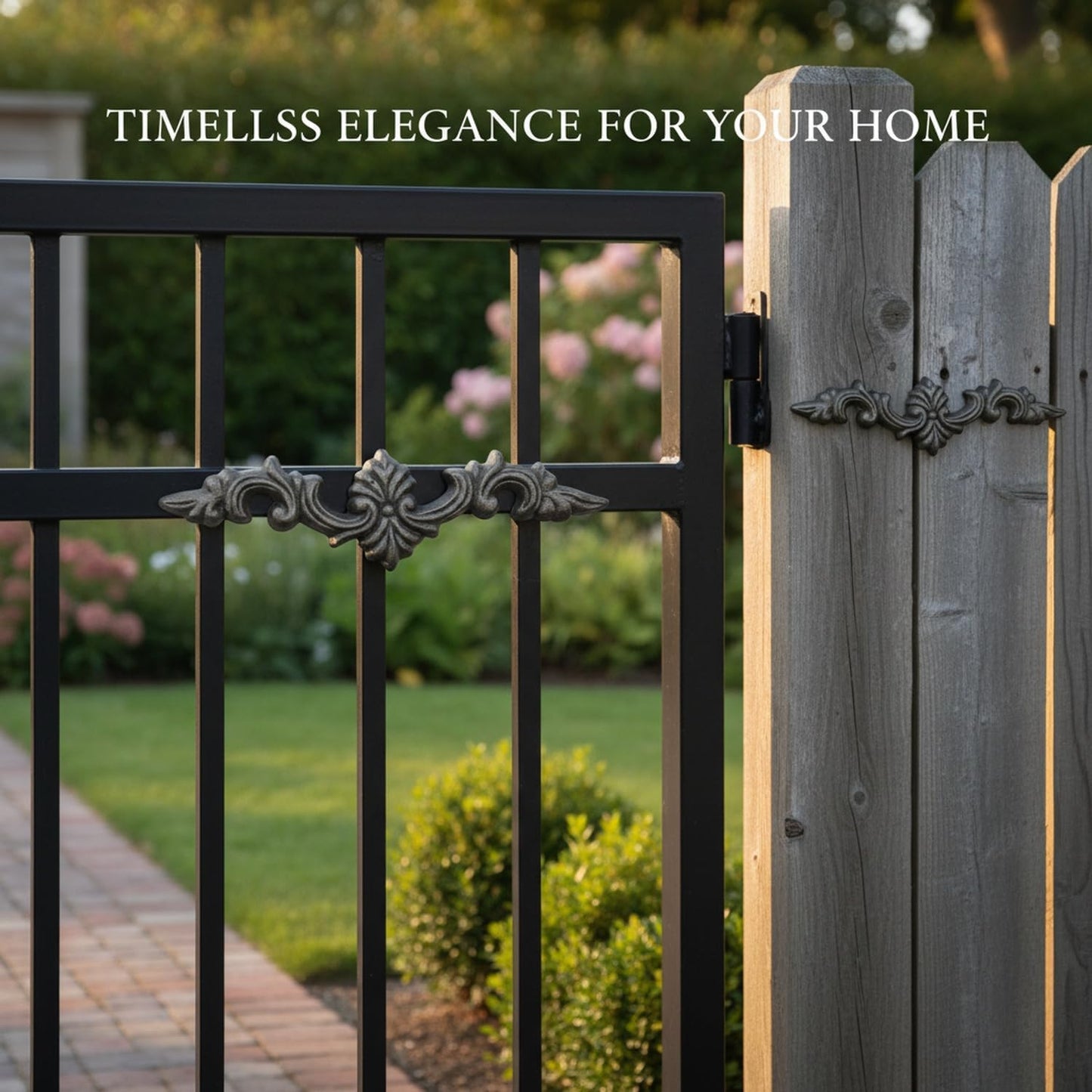Cast Iron Gate Ornament, European Style Decorative Fitting for Outdoor Fences & Railings, 6.4 x 2.5 Inch (1 Piece)