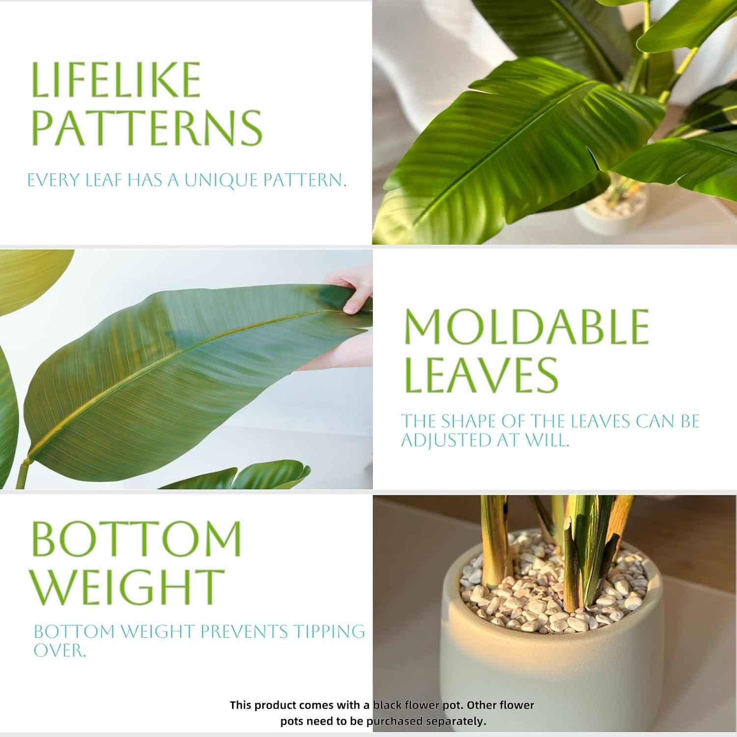 6FT Artificial Bird of Paradise Plant, Faux Artificial Trees, Tall Fake Realistic Tree, 11 Trunks Silk Leaf Plant with Plastic Pot for Home Office Decor Indoor Outdoor Modern Decoration