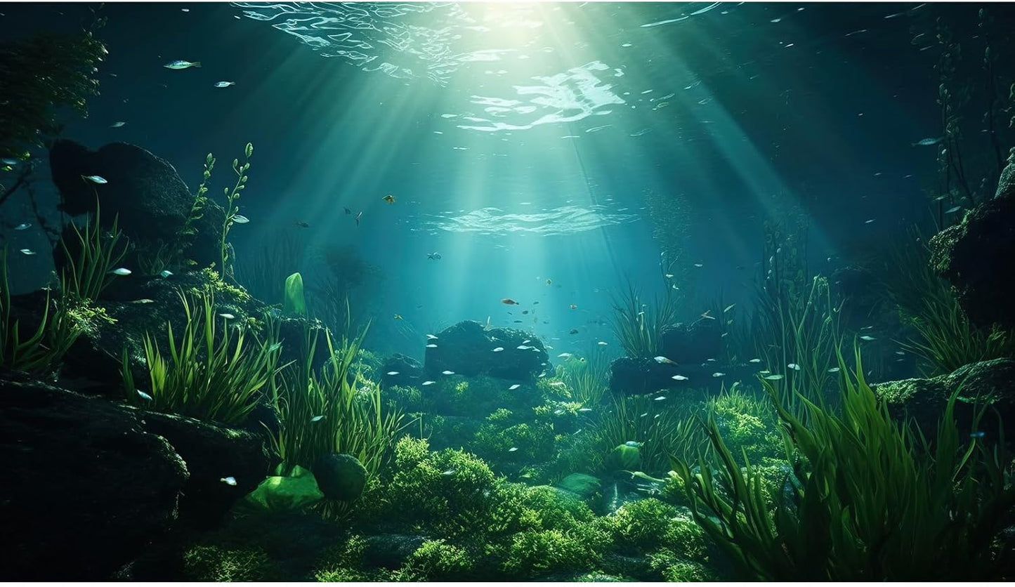 Underwater Fish Tank Background Under The Sea Aquarium Background Ocean Floor Aquatic Plants Fish Tank Backgrounds Deep Sea Sunray Tropical Aquarium Fish Reptile Tank Backgrounds 36x20in