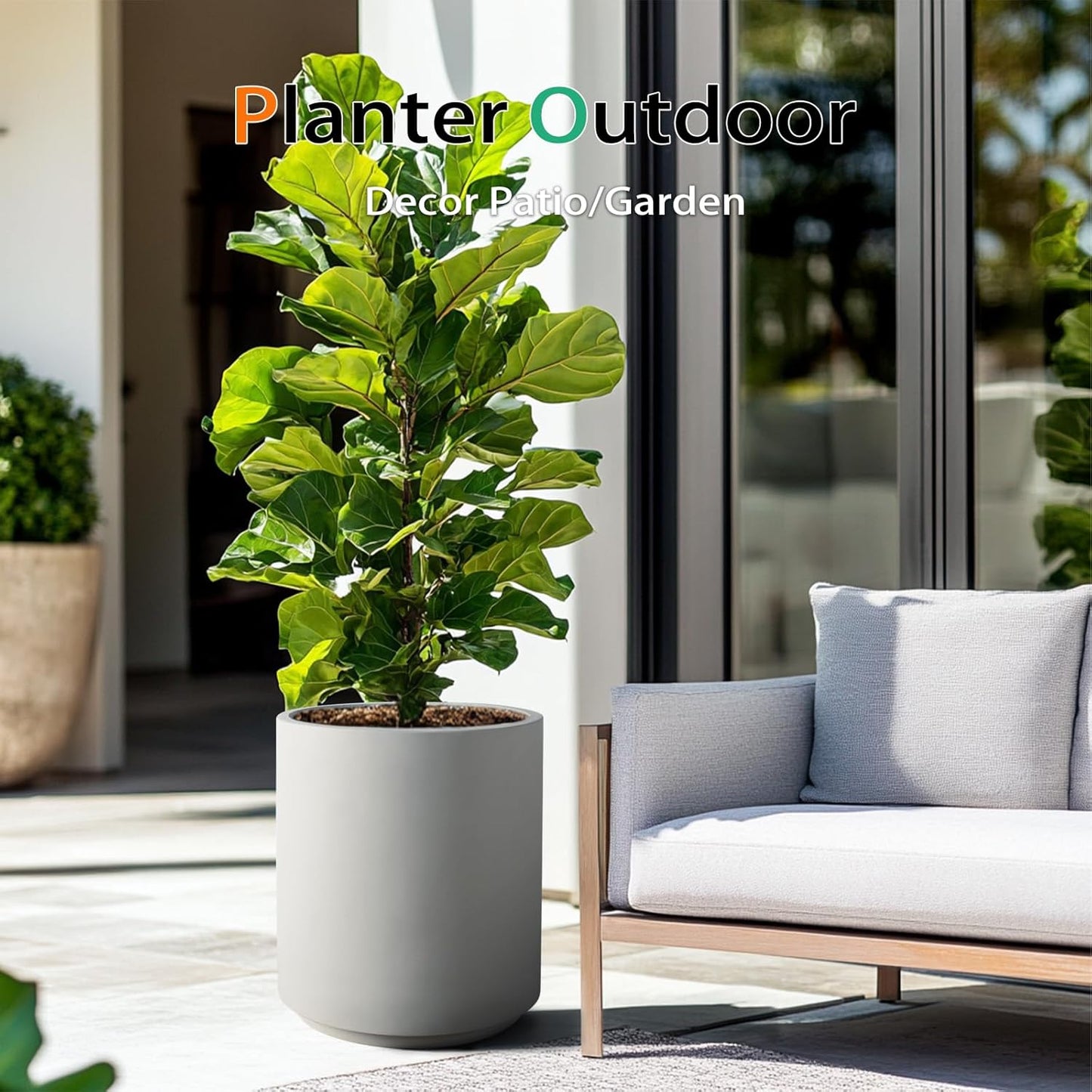 Round Concrete Planter Outdoor Indoor, Large Cement Plant Pots for Flowers (Gay, 12 inch)
