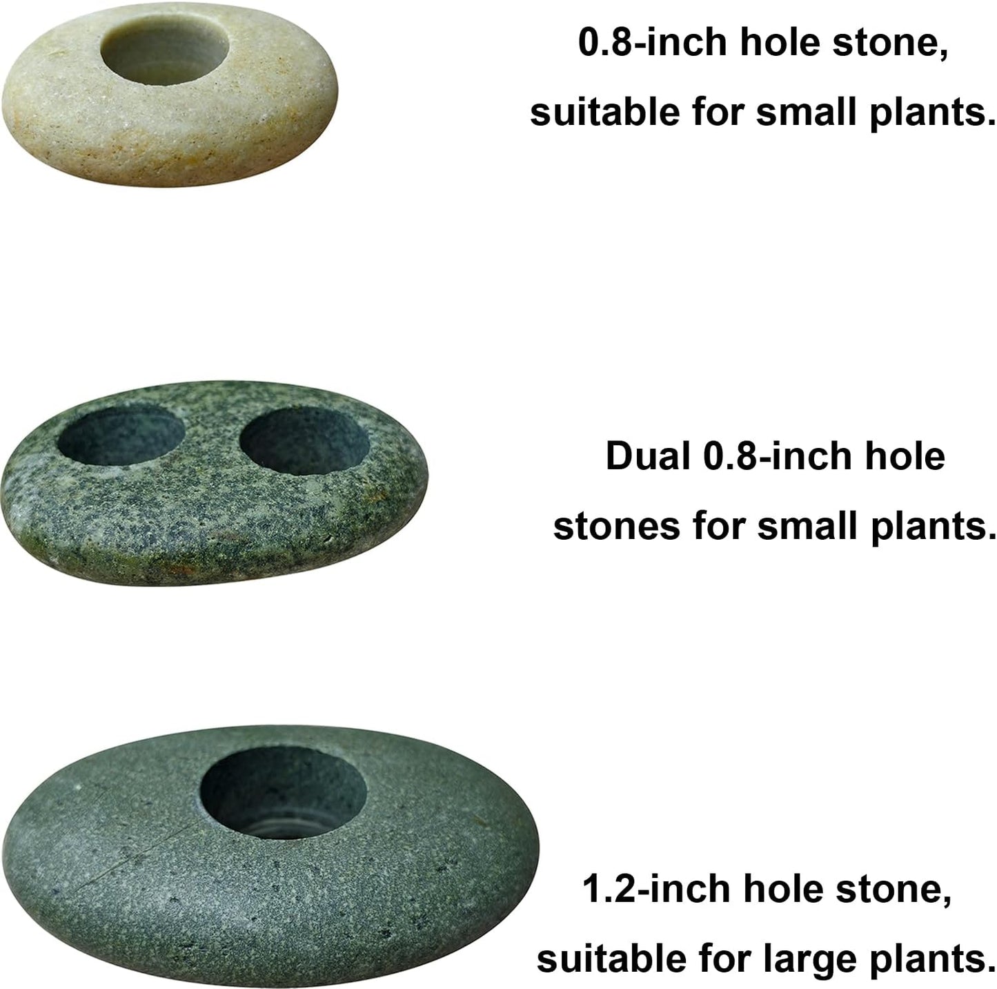 Natural River Stone Plant Weights for Aquarium, Handmade Pebble Anchors for Aquatic Plants, Fish Tank Decorations, Unique Shape & Size, Landscape Plant Weights (0.8″ 2holes 6pcs)