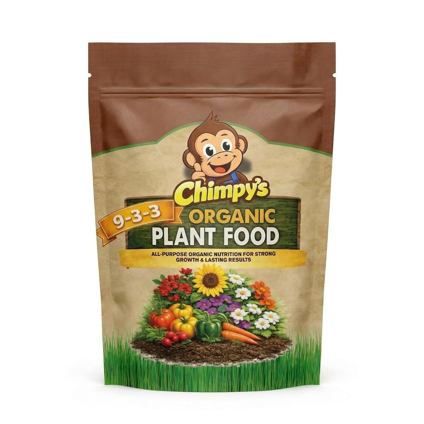 Organic 9-3-3 Plant Food Fertilizer, 4 lb – Higher Nitrogen for Faster Growth & Deep Green Color – Slow-Release Organic Nutrition (75–100 Days) – for Vegetables, Flowers, Trees & Shrubs
