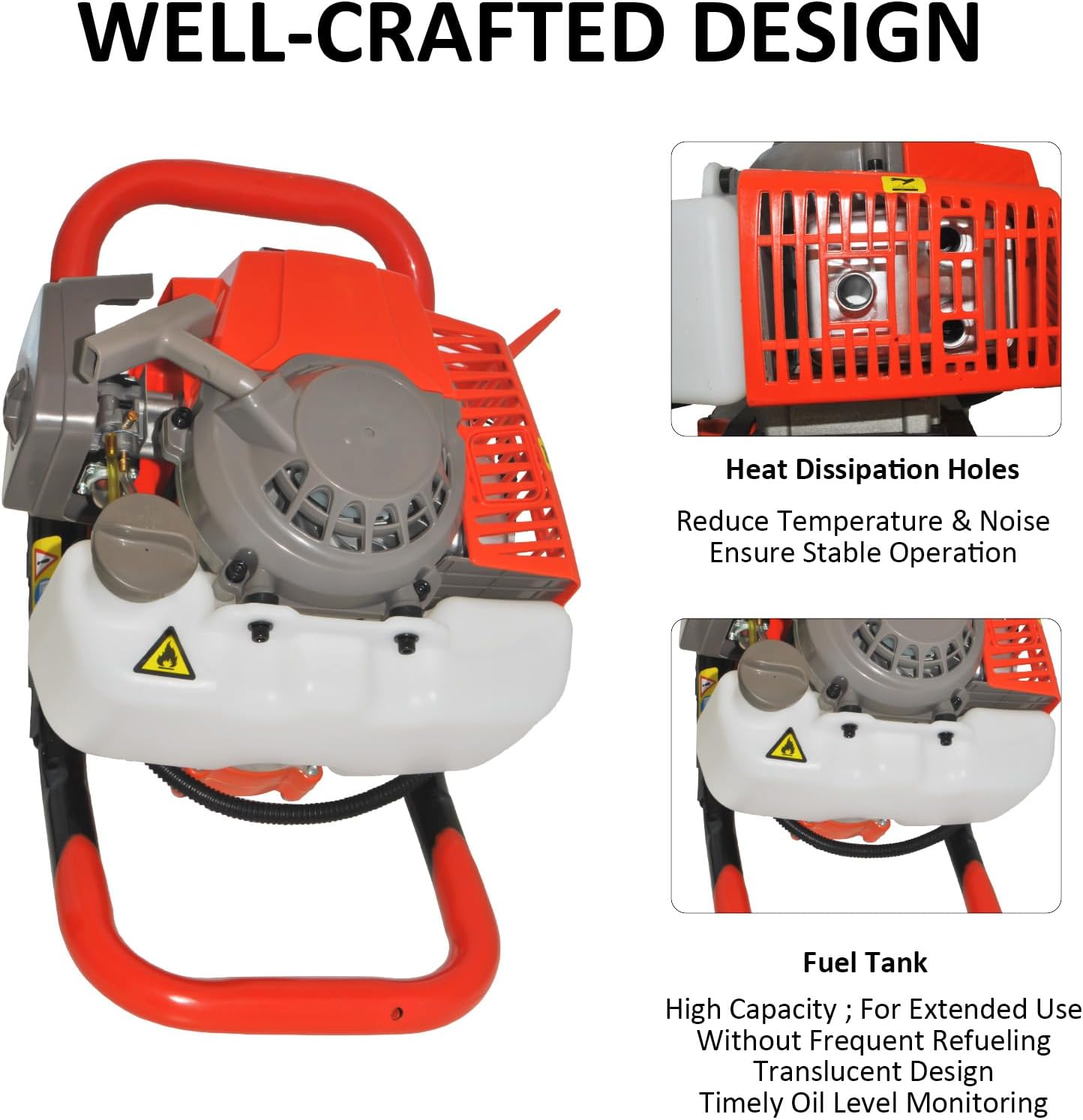 85cc 4HP Post Hole Digger Gas Powered, Gas Earth Auger/Ice Auger, with 3 Drill Bits 4"/8"/12" + 2 Extension Bar, One Man Earth Auger for Planting Fence, EPA Compliant Post Hole Auger