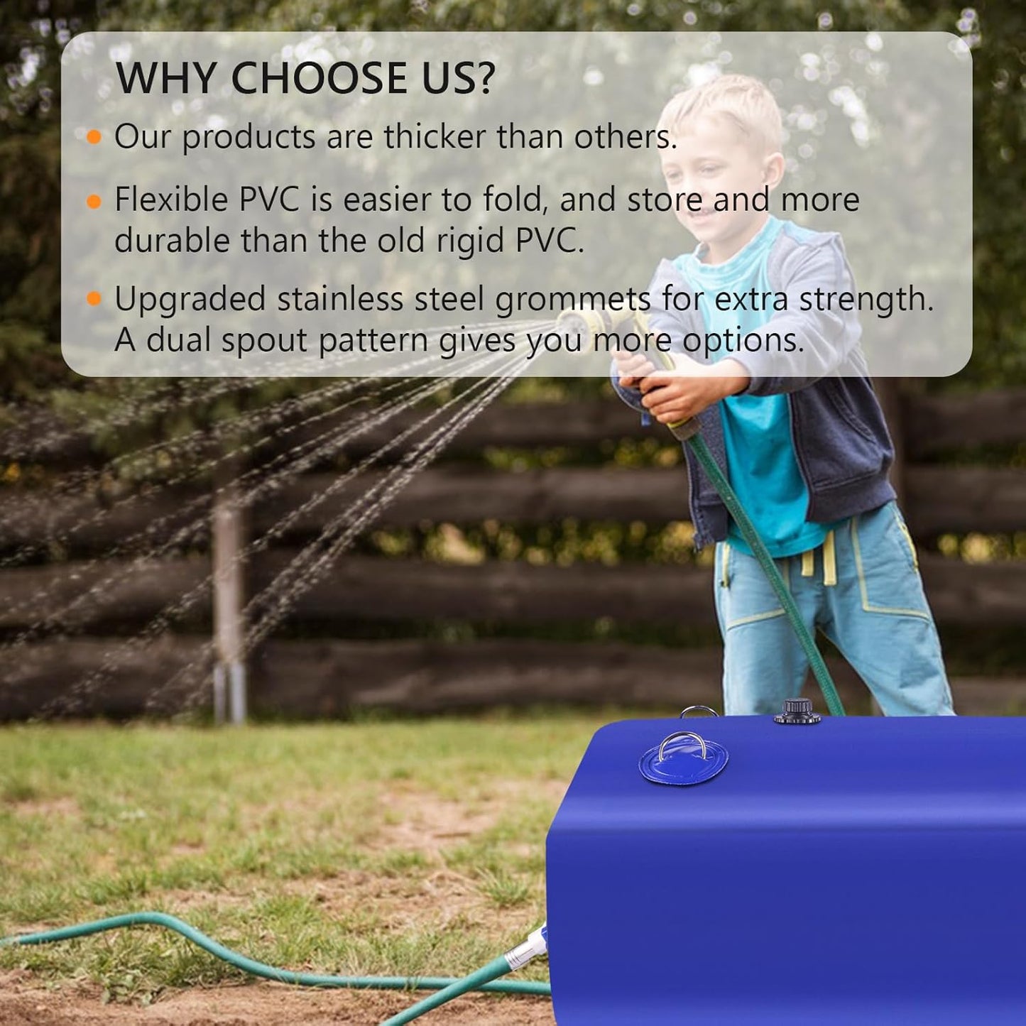 Water Tank, 30 Gallon Water Storage Bladder, Foldable Portable Water Storage, Large Water Storage Containers with 3/4" PVC Spigot and Hose Kit for Camping, Garden, Emergency Water Bag