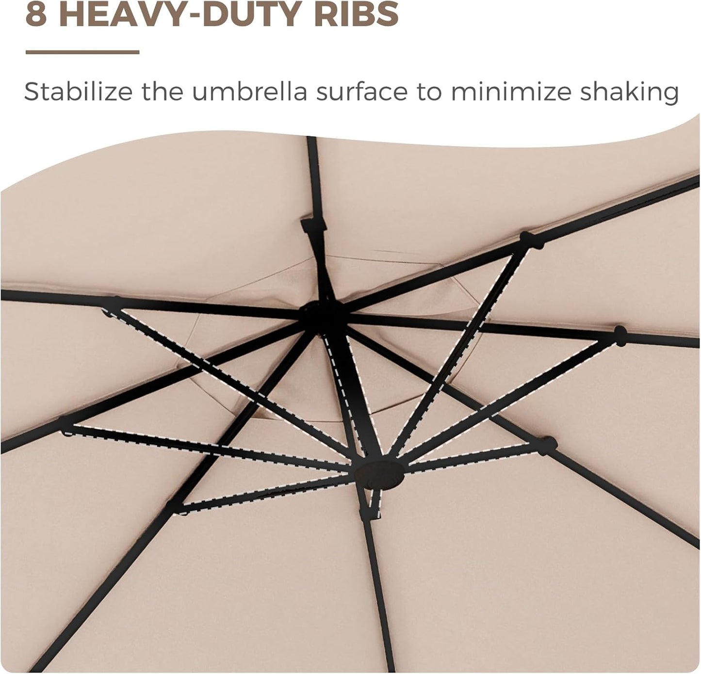 Grand patio 12FT Offset Umbrella Outdoor Round Aluminum Cantilever Umbrella with Base for Garden Deck Poolside (Champagne, 12 FT)