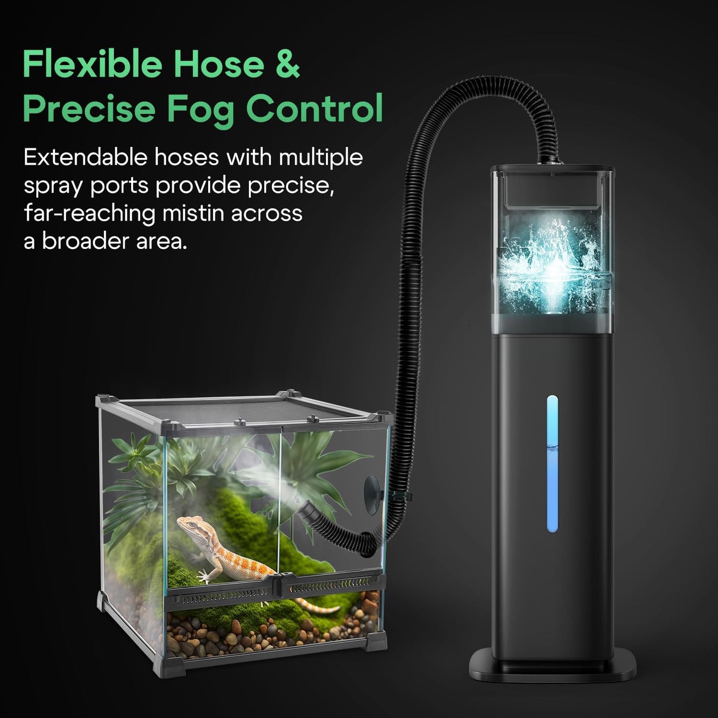 Humidifier for Plants Indoor, Reptile Fogger with Humidity Control - 2.1Gal/8L Cool Mist Humidifier with Humidity Probe/Expandable Hose, Terrarium, Greenhouse, Grow Tent, Houseplants, Reptiles