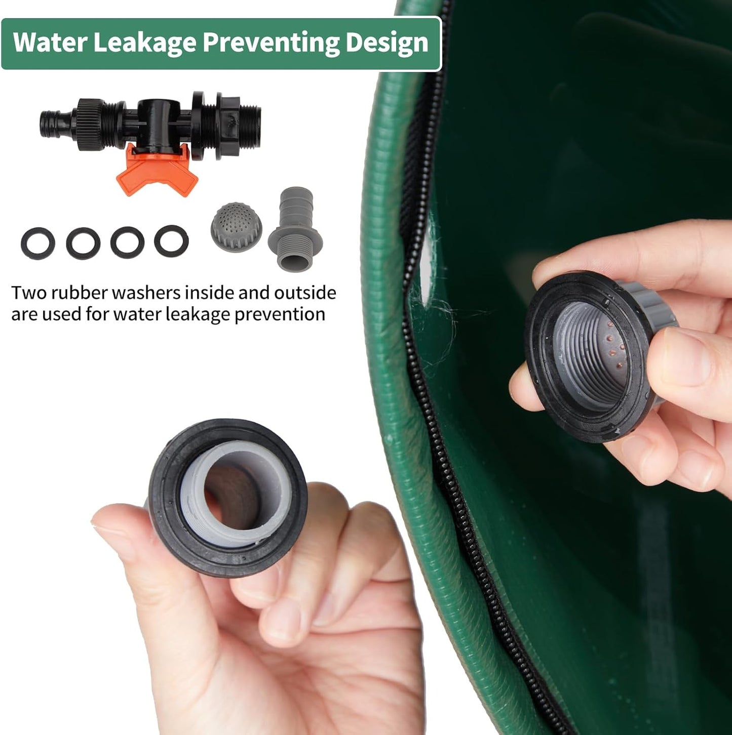 50 Gallon Collapsible Rain Barrel, Portable Rainwater Collection System, Water Storage Tank, Rain Catcher Barrel with Spigots and Overflow Kit, Rain Water Barrel Collector for Garden, Green