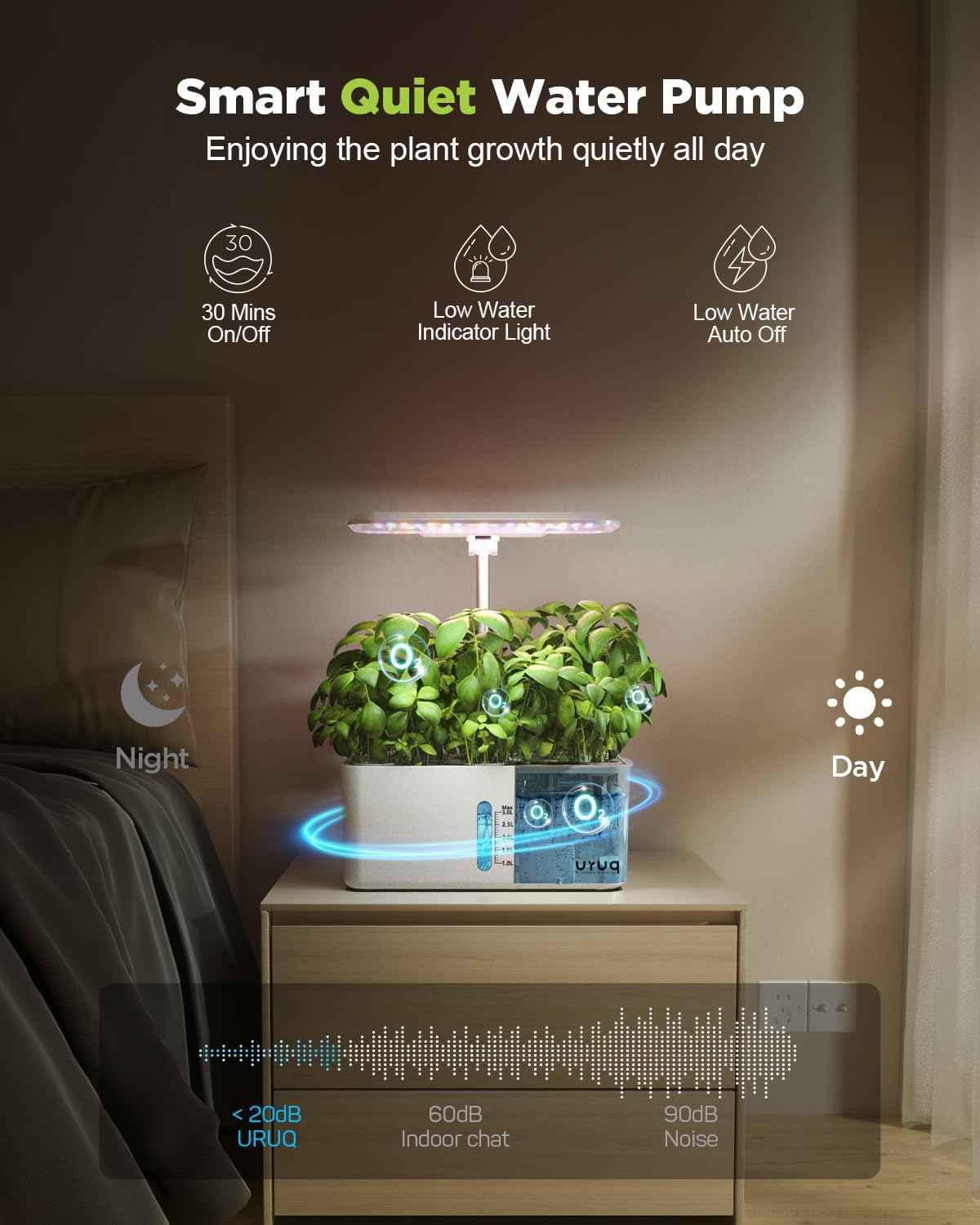 Hydroponics Growing System Indoor Garden: 8 Pods Herb Garden Kit Indoor with LED Grow Light Quiet Smart Water Pump Automatic Timer Healthy Fresh Herbs Vegetables - Hydroponic Planter for Home Kitchen