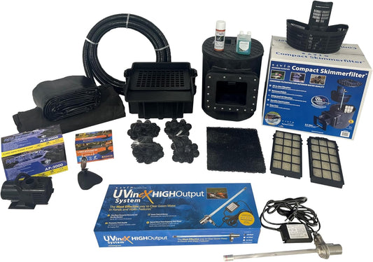 HALF OFF PONDS Savio Select 3,000 GPH Submersible Pump Pond Kit with 20' x 25' PVC Plastic Pond Liner, UV Clarifier for Water Garden & Koi Pond