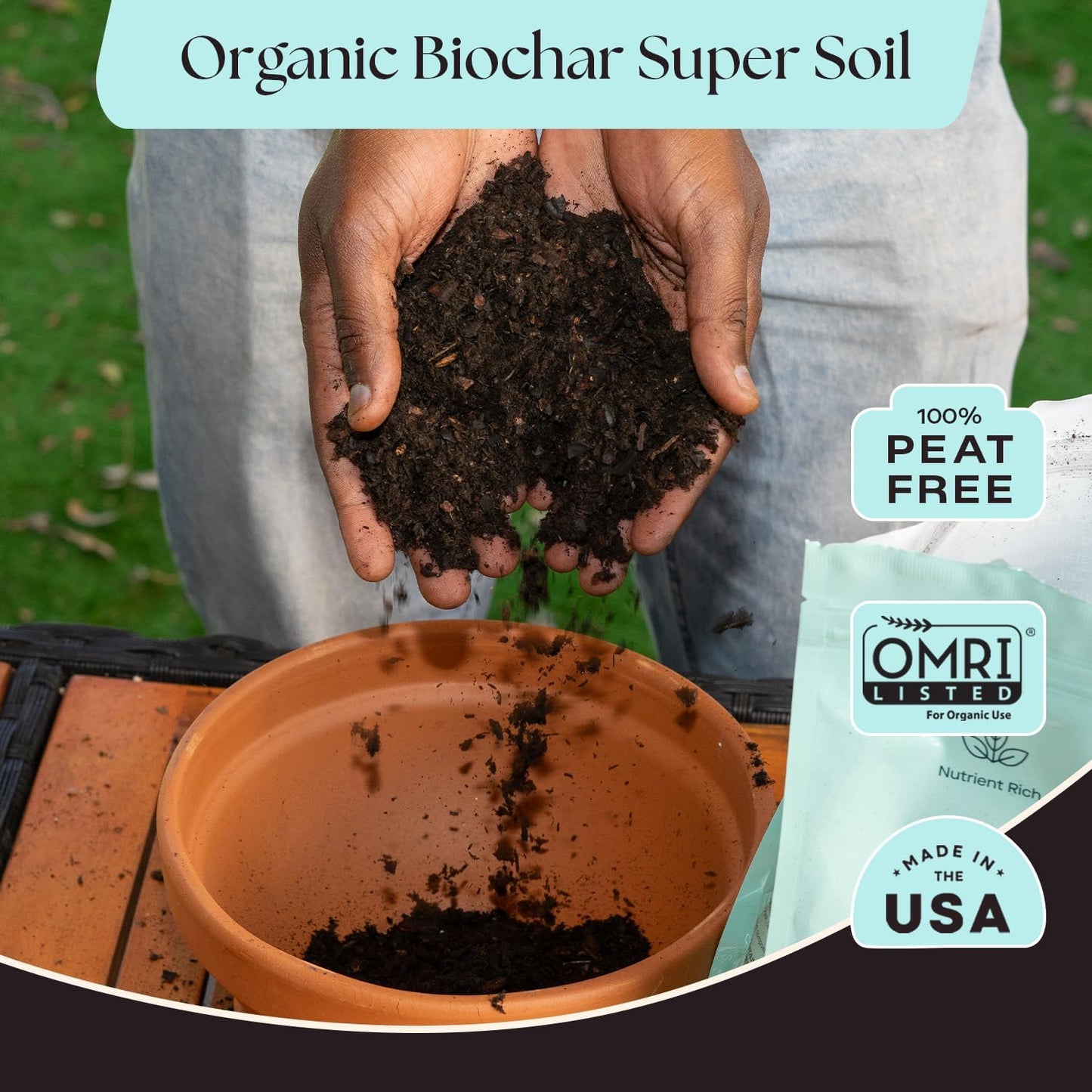 Rosy Soil Herb Mix - Organic Potting Mix for Herbs - Enriched with Biochar, Worm Castings for Root Development, Nutrient Uptake, and Strong Flavor - Fast Draining, Peat Free, Less Prone to Gnats - 4qt