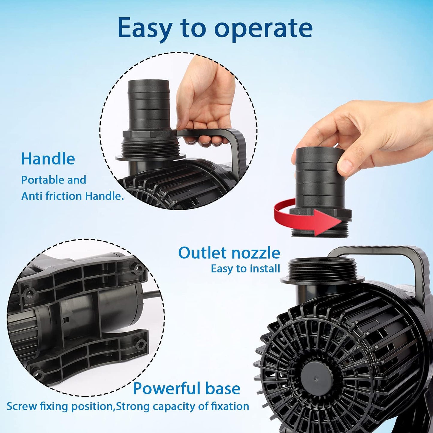 WaterRebirth (7000GPH-320W, UL listed) Large Fountain Submersible Water Pond Sump Pump Aquarium Electric Waterfall Pump Outdoor PS- 7000