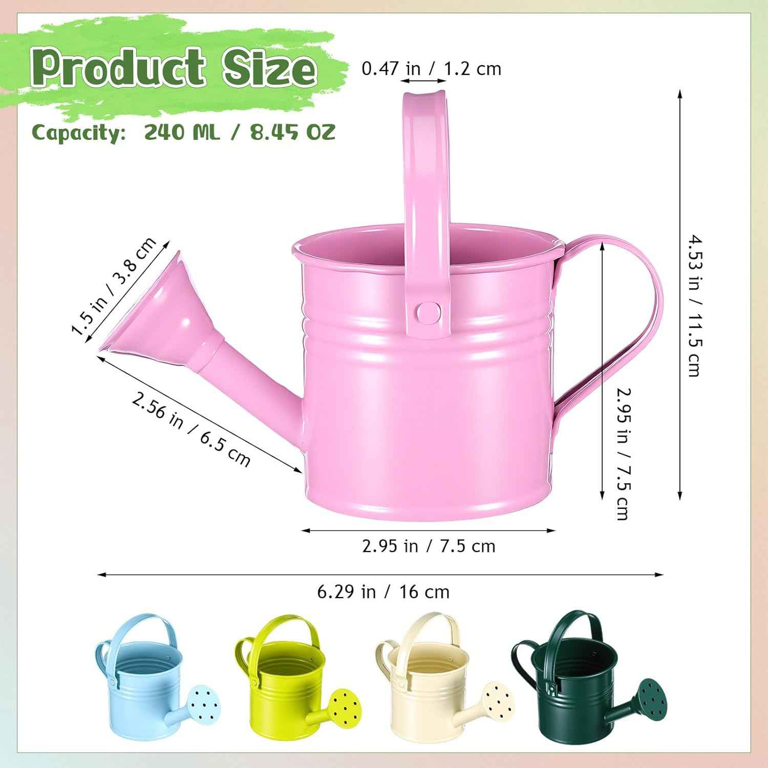 DOITOOL Kids Metal Watering Can for Gardening, 5Pcs Small Iron Watering Can Garden Watering Bucket for Gardening Plants Flowers (Mixed Color)