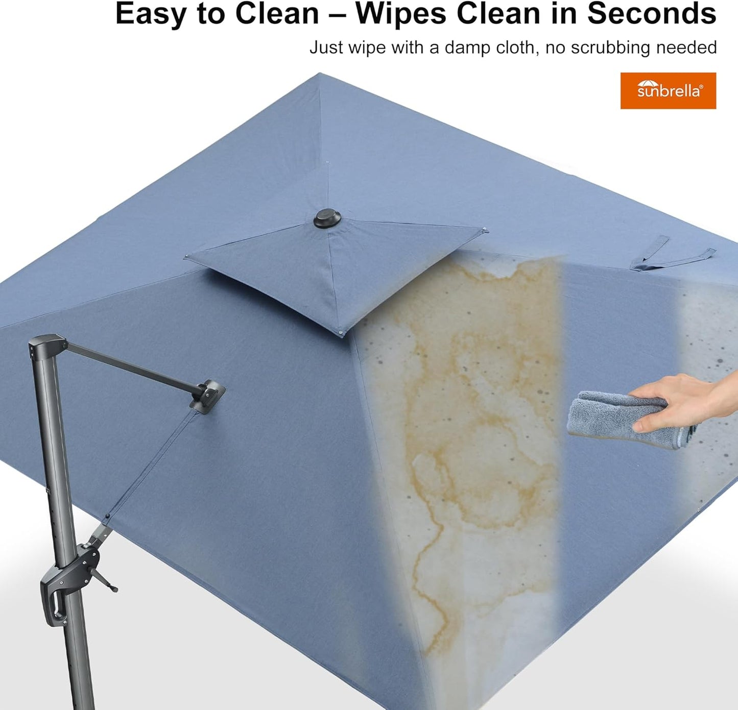 PURPLE LEAF Cantilever Umbrella 9' X 12' Outdoor Patio Rectangular Double Top Large Heavy Duty 360° Rotation Offset Umbrella for Outside Deck Backyard Garden Pool Spectrum Denim